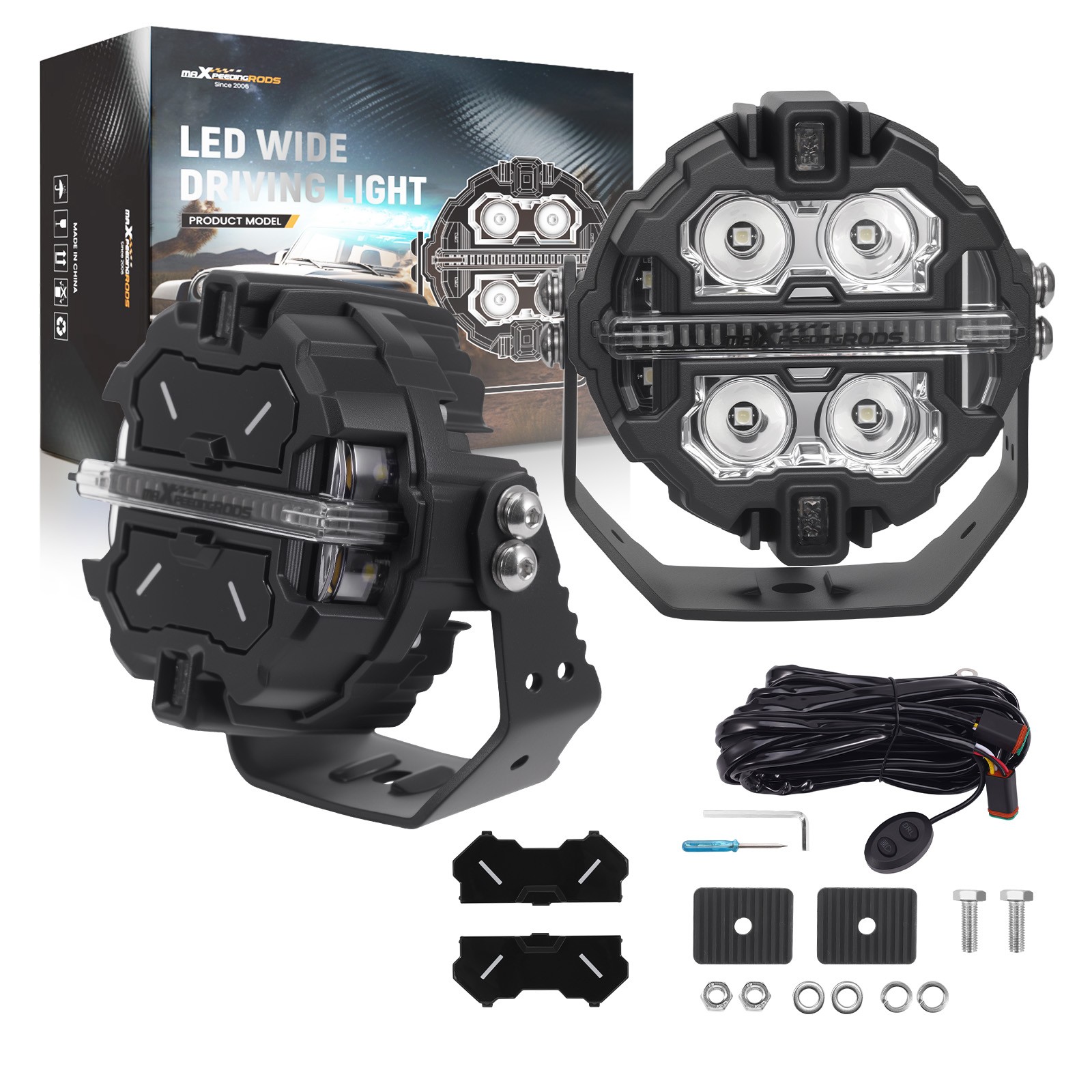 160W LED Light Pods Crosshair Series Off Road Driving Auxiliary Lights with DRL