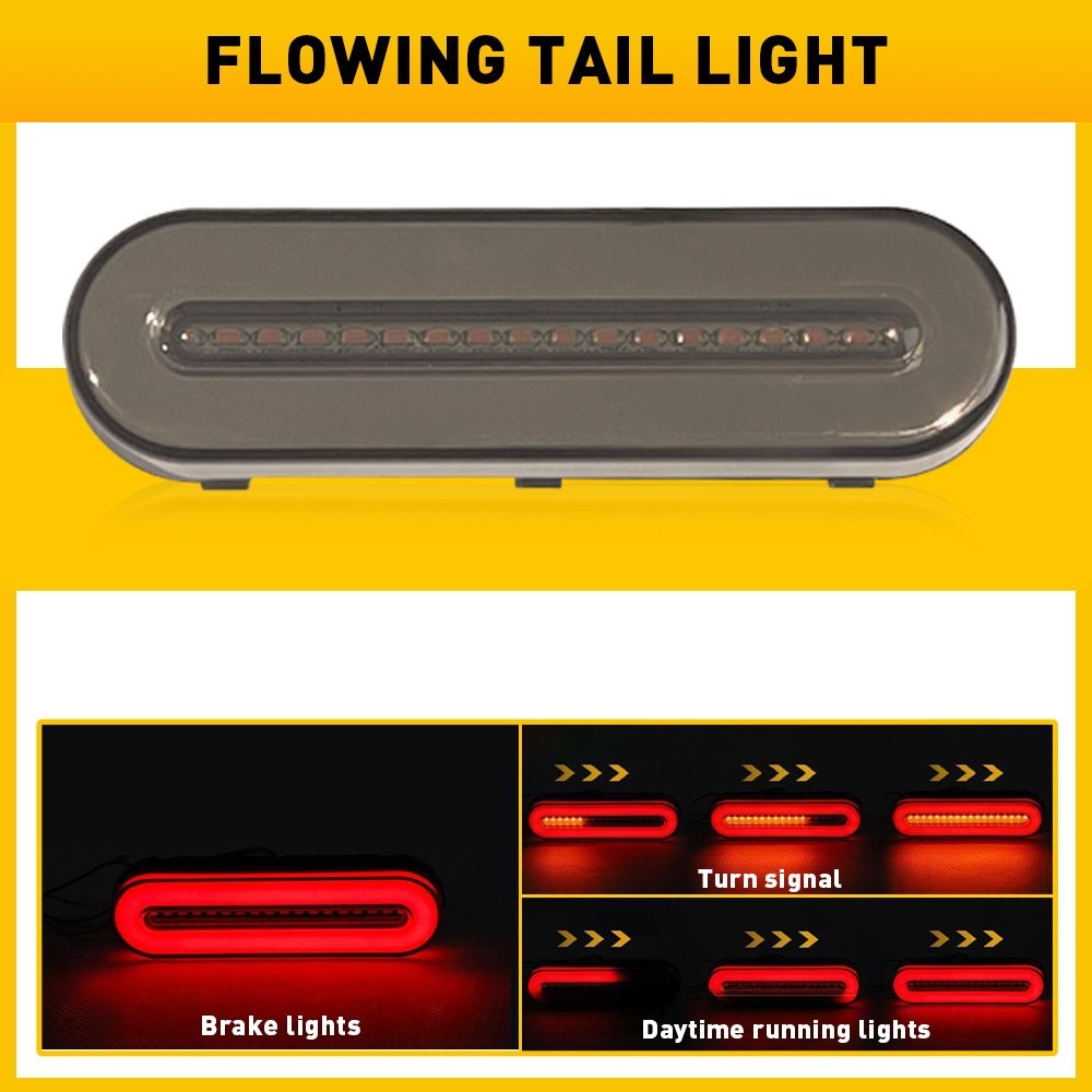Motorcycle LED Running Brake Stop Turn Signal Tail Light Flowing For UTV ATV EW