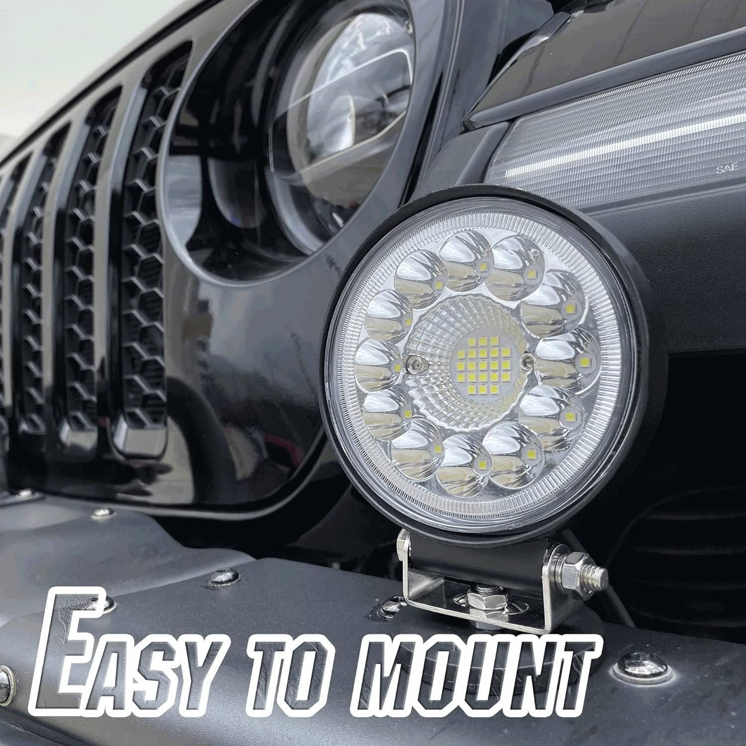 2x 4″ White LED Driving Light Spot Pods Fog Lamps Fit Peterbilt Mack Semi Truck