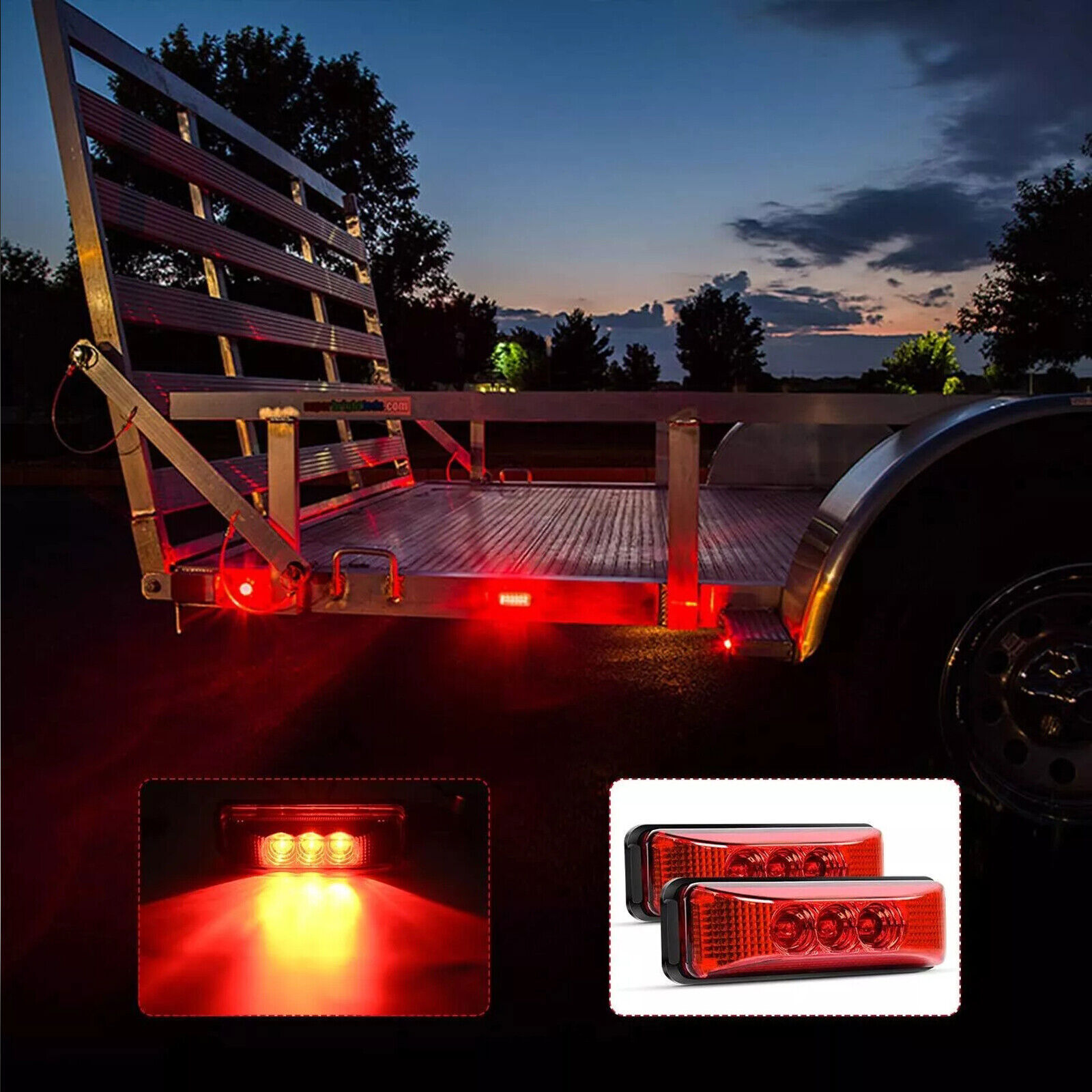 4PC 3LED Amber Side Marker Lights RV Truck Trailer Clearance Light Waterproof