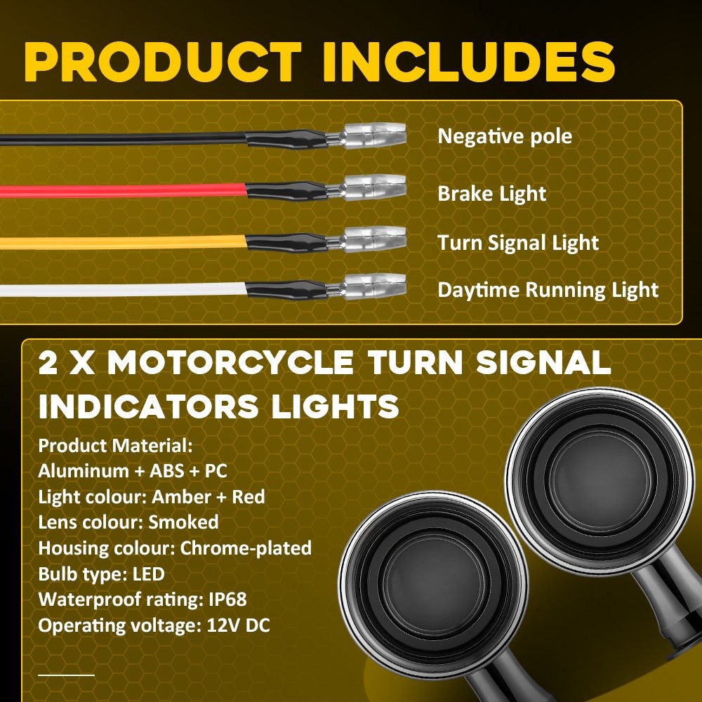 For Honda Yamaha Ducati Chrome LED Bullet Turn Signal Blinker Tail Light 2-6X