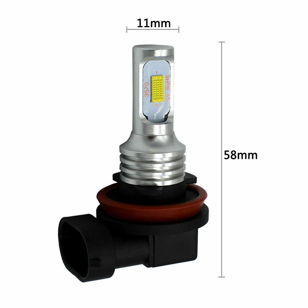 Pair H11 H8 LED Headlight Kits 80W 8000lm FOG Light Bulb 6000K Driving DRL Lamp