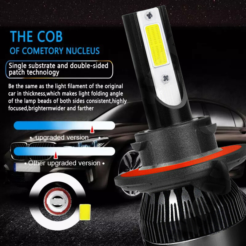 H13+9145 Front LED Headlight High/Low Beam+Fog Light Bulbs 8000K Super Bright