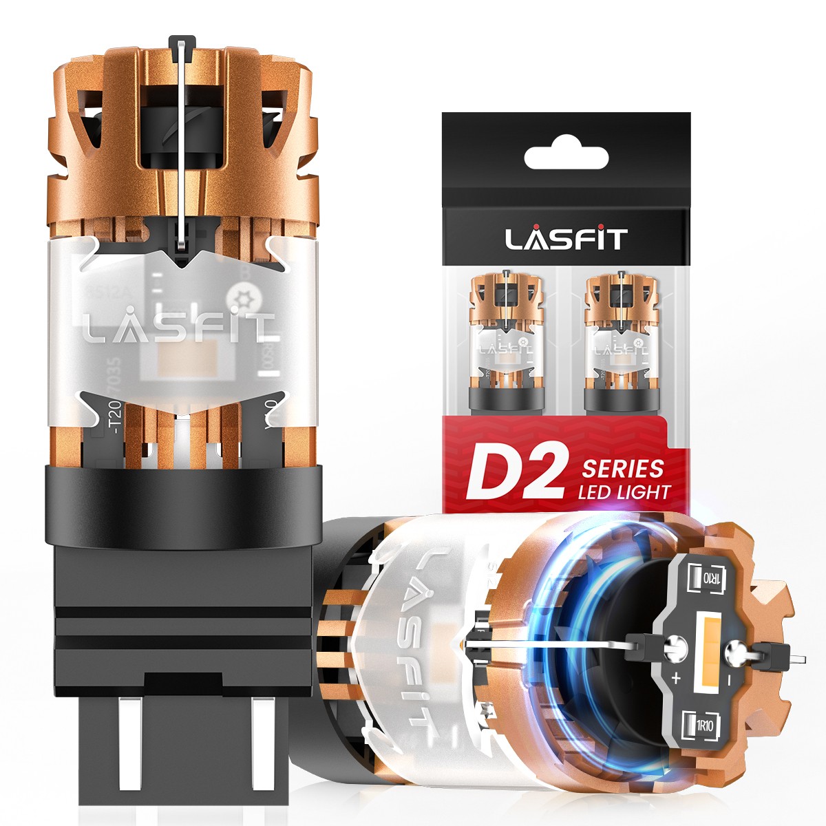 LASFIT 4257 LED Front Turn Signal Bulbs Amber CANBUS Error Free 48W 4800LM