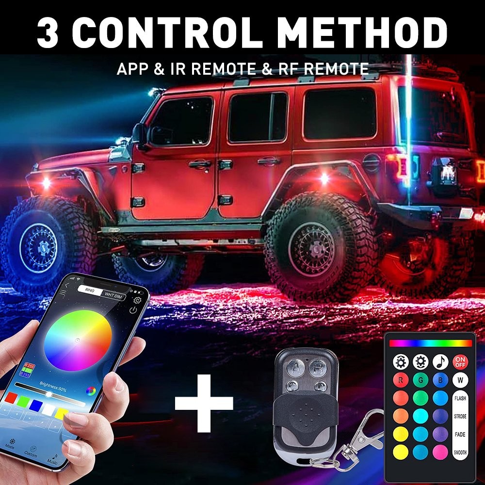 8Pods RGB LED Rock Lights, Waterproof Underglow Underbody Lighting Kit AUXITO US
