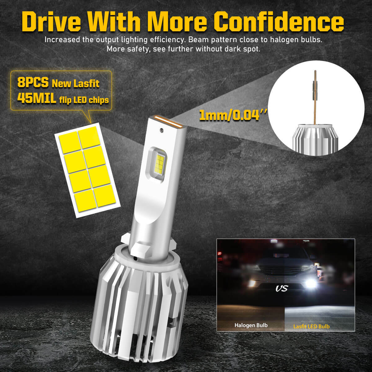 LASFIT 880 881 892 893 LED Fog Light Bulb Conversion Kit 5000LM 6000K 50W White