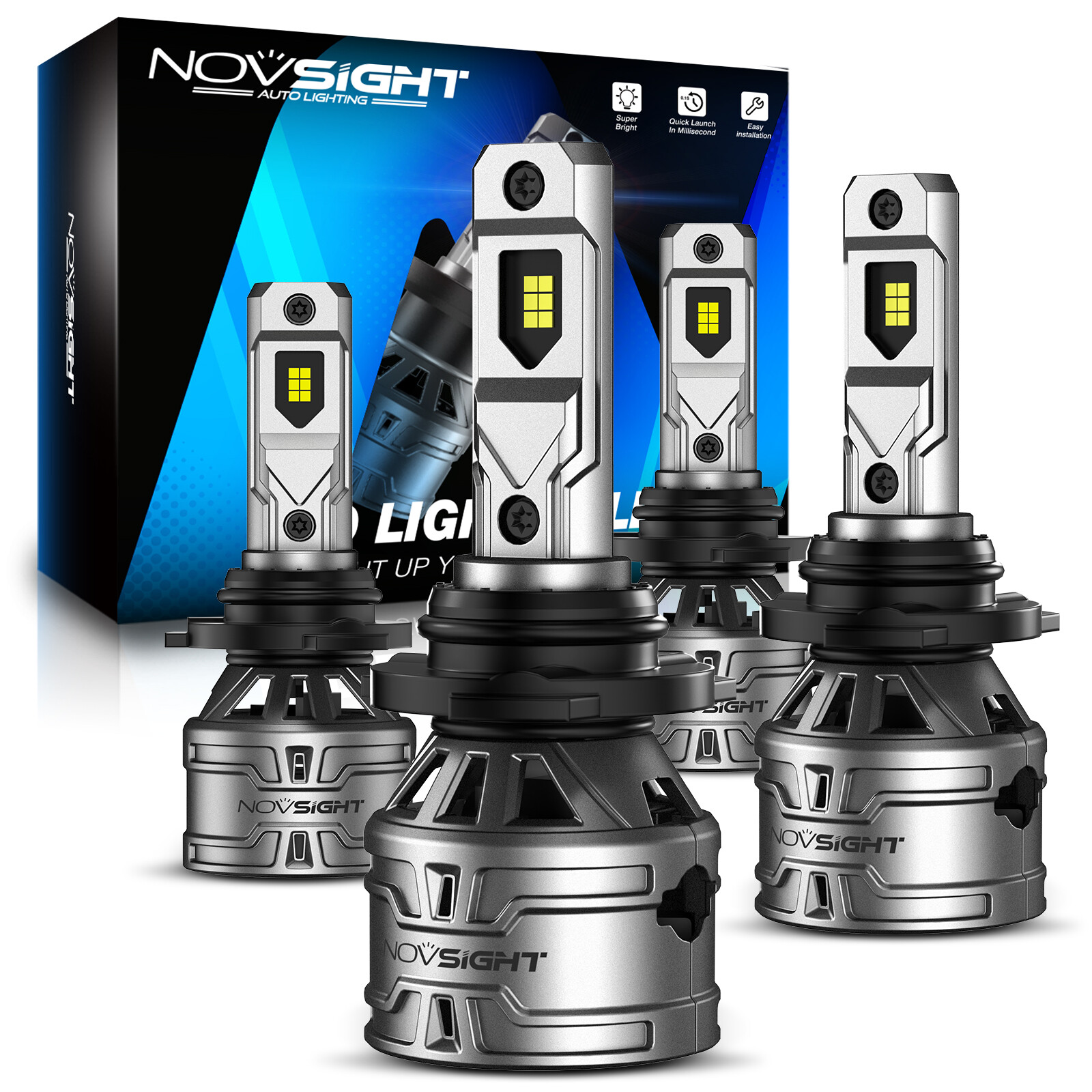 NOVSIGHT 9005 + 9006 LED Headlight Bulbs Lamp Kit 6500k High Low Beam Bright 4pc