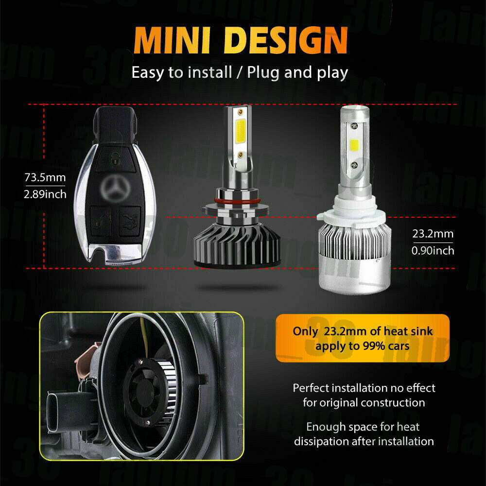 F2 mini H11 9005 LED Headlight+5202 Fog Light for GMC Sierra 1500 6000K 07-2013