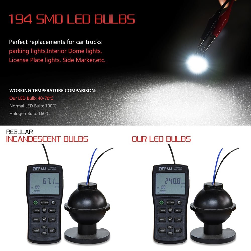 T10 1000LM LED White Bright 194 168 3014 W5W Car Light Bulb For BMW Toyota 6000K