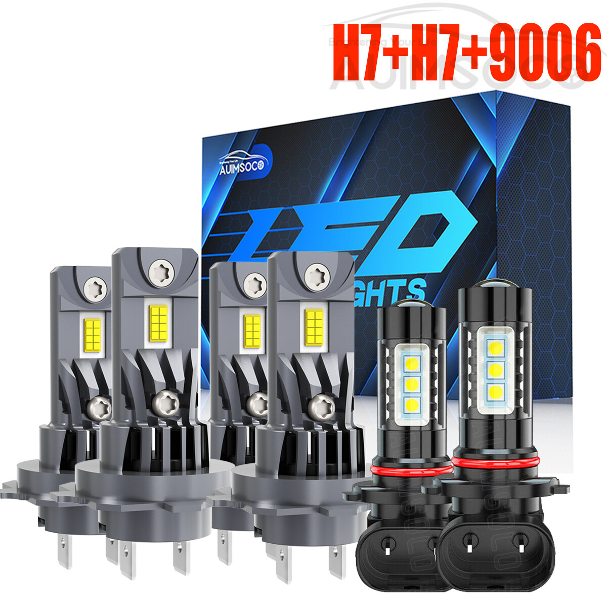 For Volkswagen Jetta 2007-2014 LED Headlight Bulbs High Beam+Low Beam+Fog Light