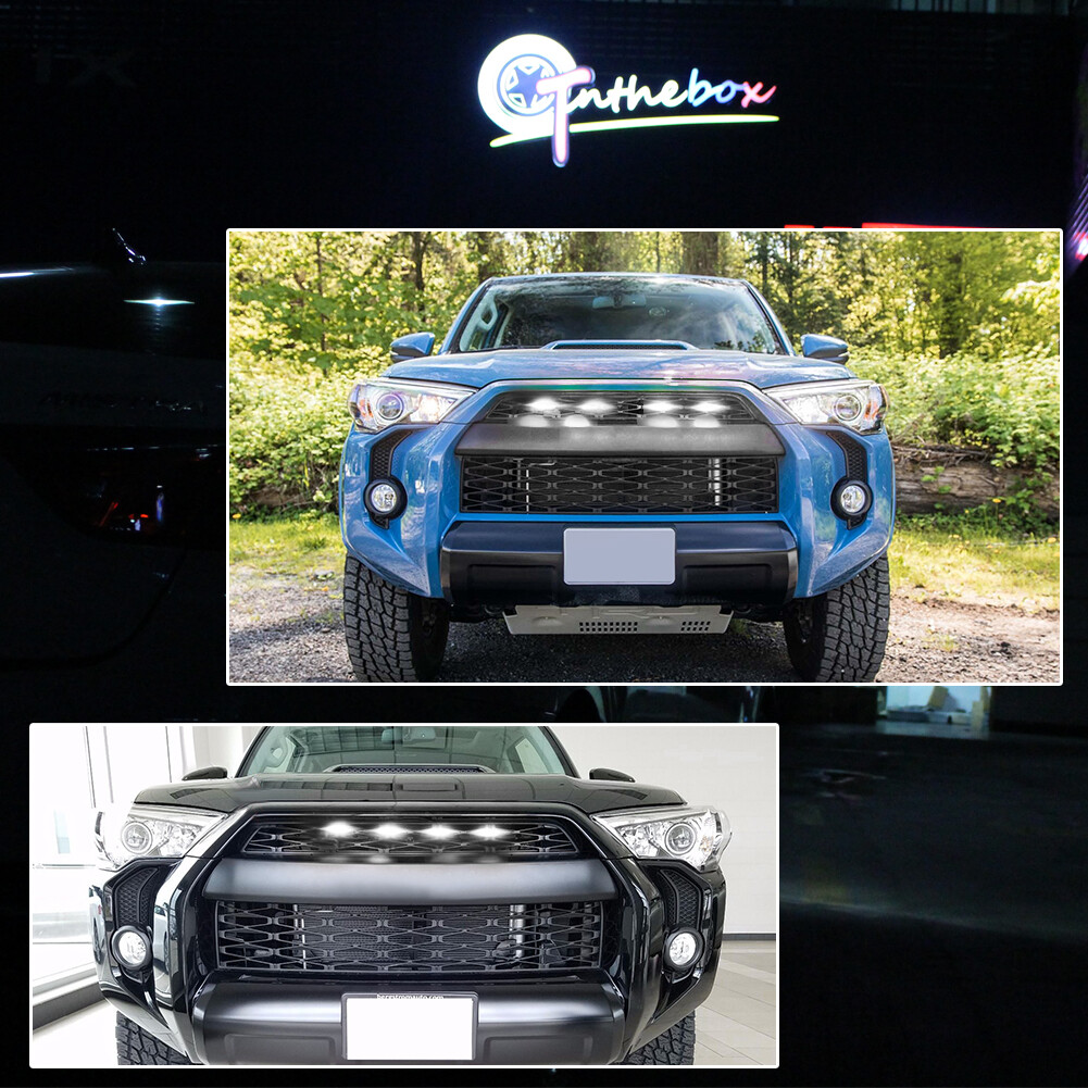 4x Smoked Front Grille LED Lights White For Toyota 4Runner TRD Pro 2014-2019