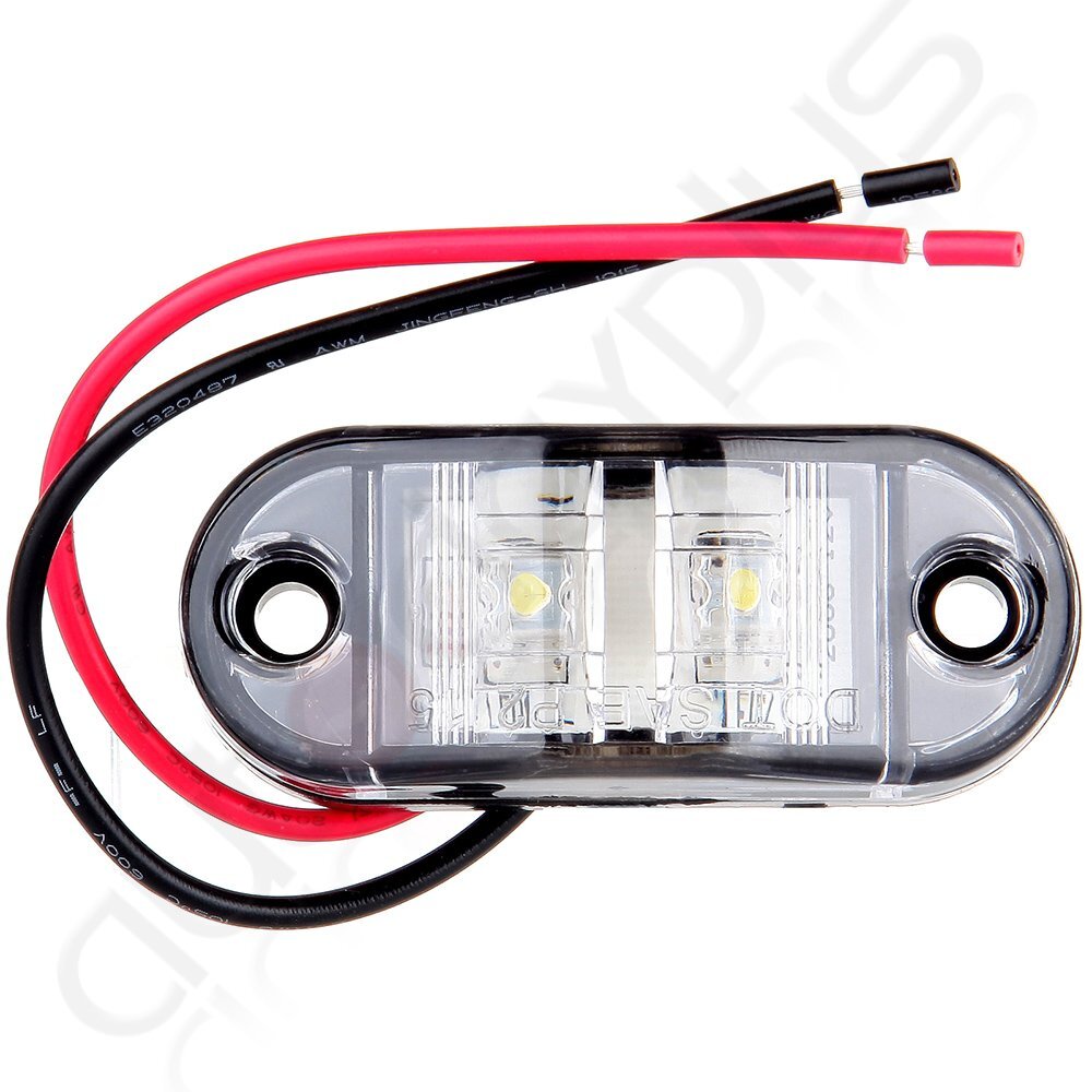 2x Clear White Trailer 2 Diodes Clearance Lamp Side Fender Marker LED Light