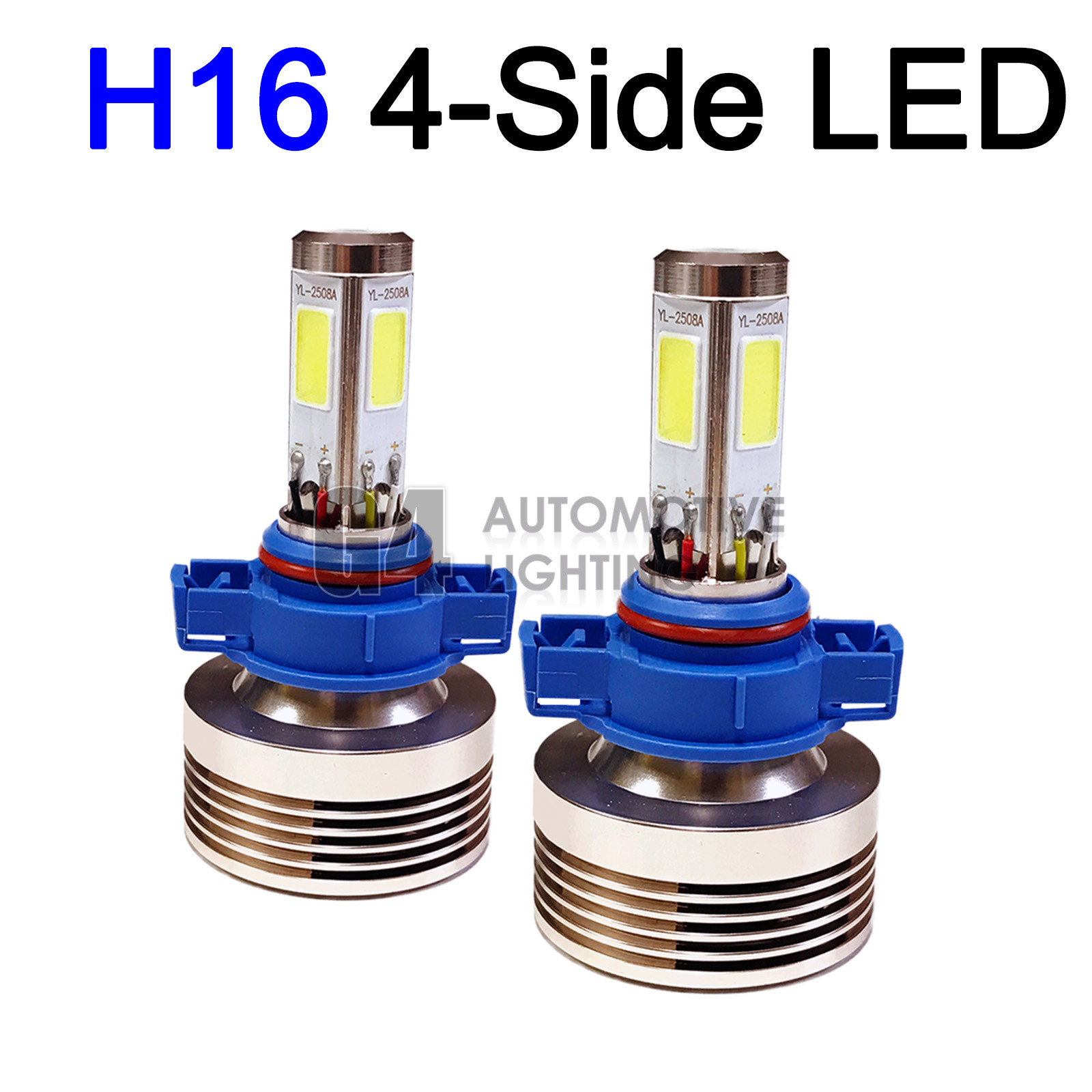 2x 4-Side H16 5202 LED Fog Light Kit Bulbs 80W Super Bright 6000K Crystal White