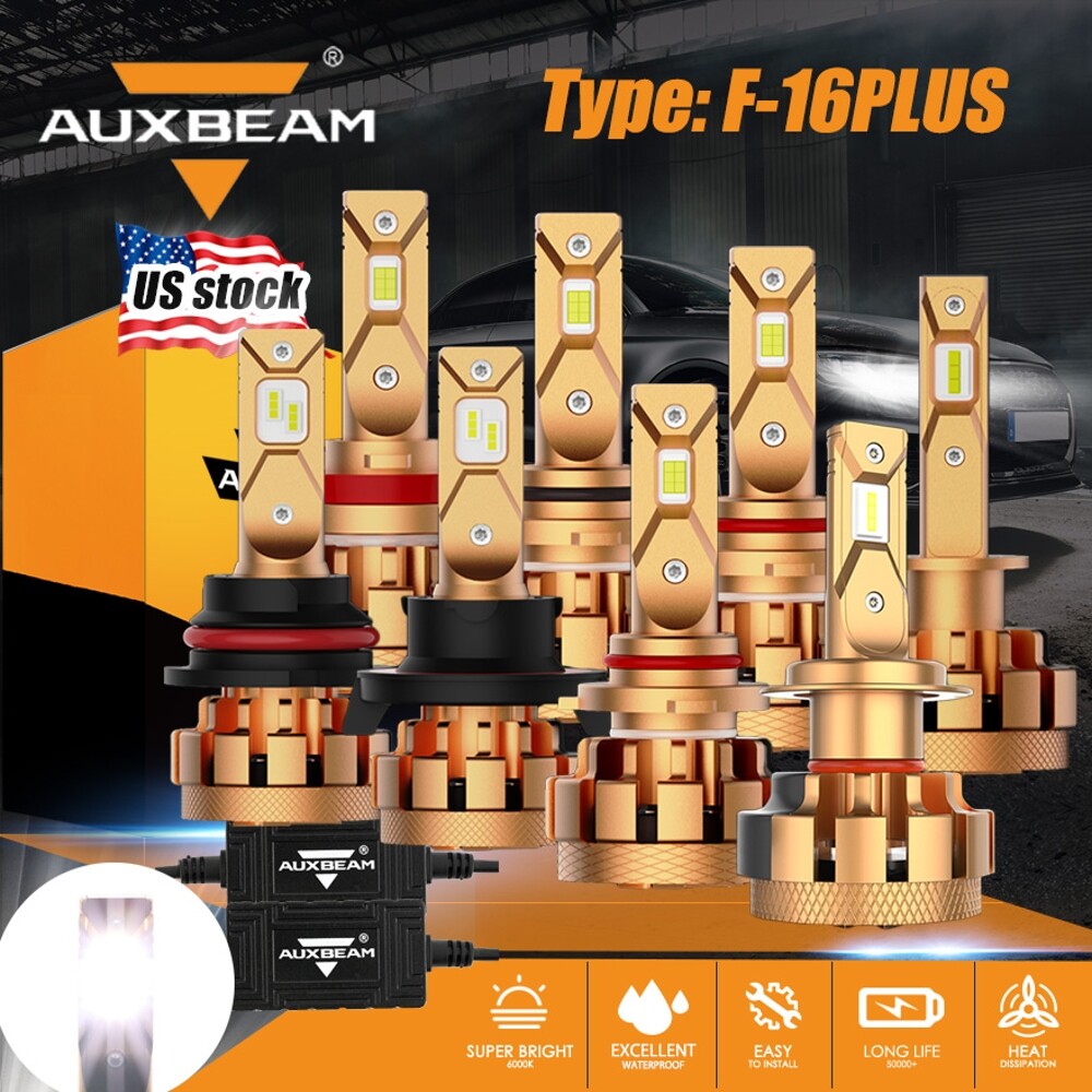 AUXBEAM F-16 Plus LED Headlight Bulbs 9005 9006 H11 9004 H13 9007 9012 H7 H1 H4