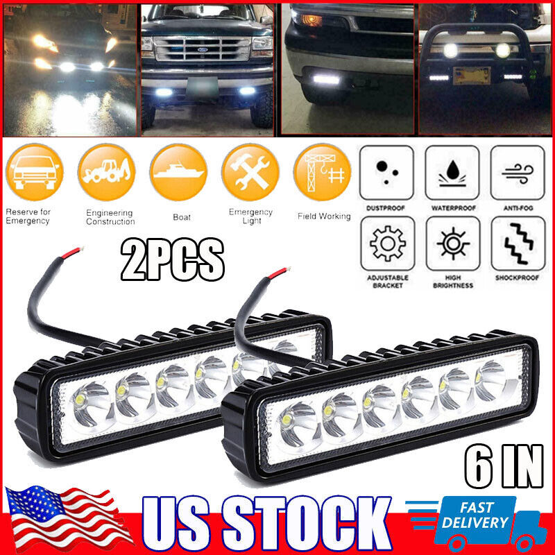 2x 6inch 48W LED Work Light Bar Spot Pods Fog Lamp Offroad SUV ATV Driving Truck