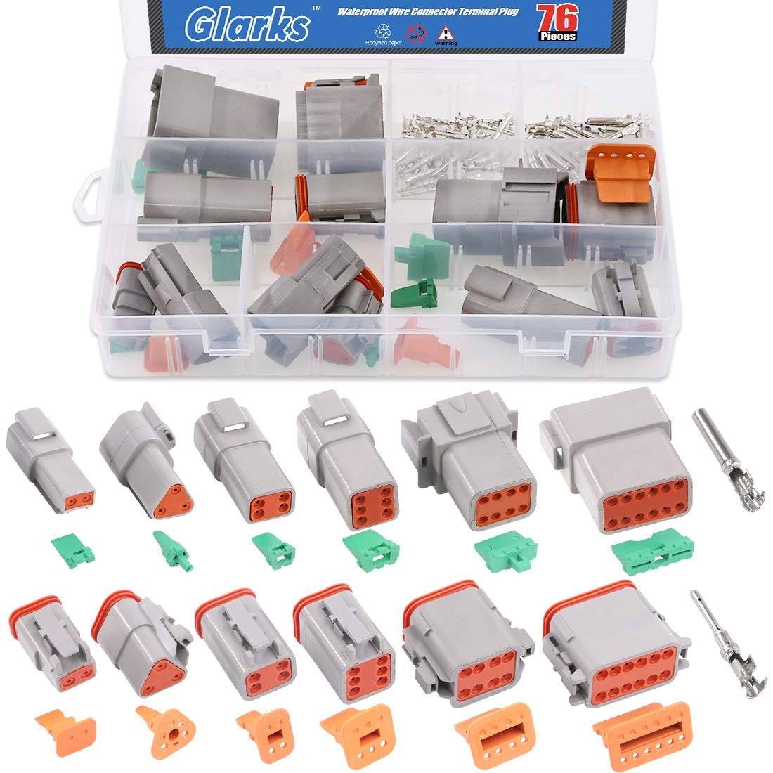 Glarks 6 Sets 2 3 4 6 8 12 Pin Sealed Gray Male and Female Auto Waterproof El…
