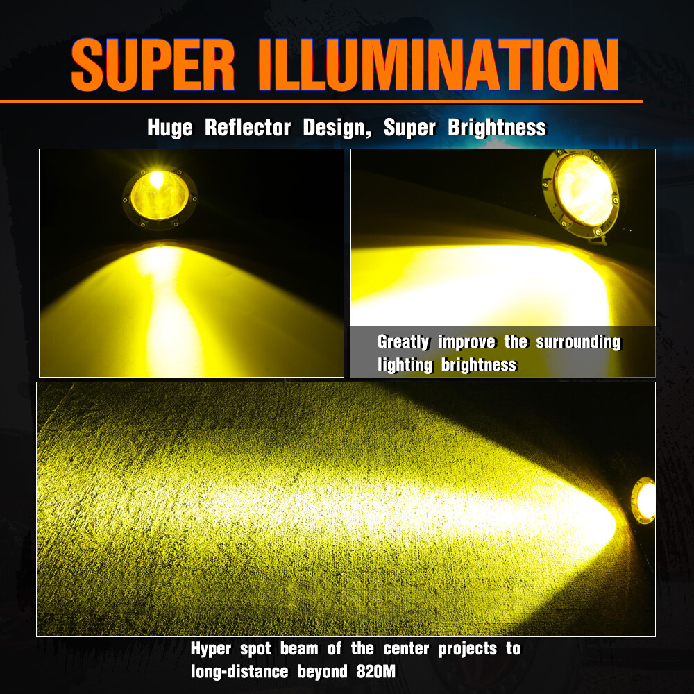 Pair 4″ 80W Round LED Off Road Driving Lights Spot Pods Work Fog 4WD UTV SUV ATV