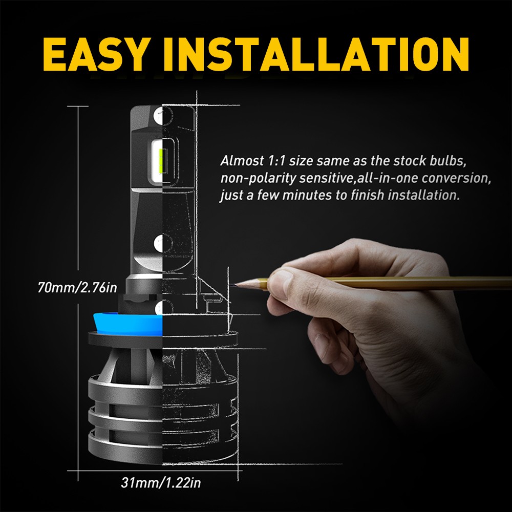 8x 9005 H11 LED Headlight Bulbs High Low Beam Kit 20000LM 6500K Xenon HID White