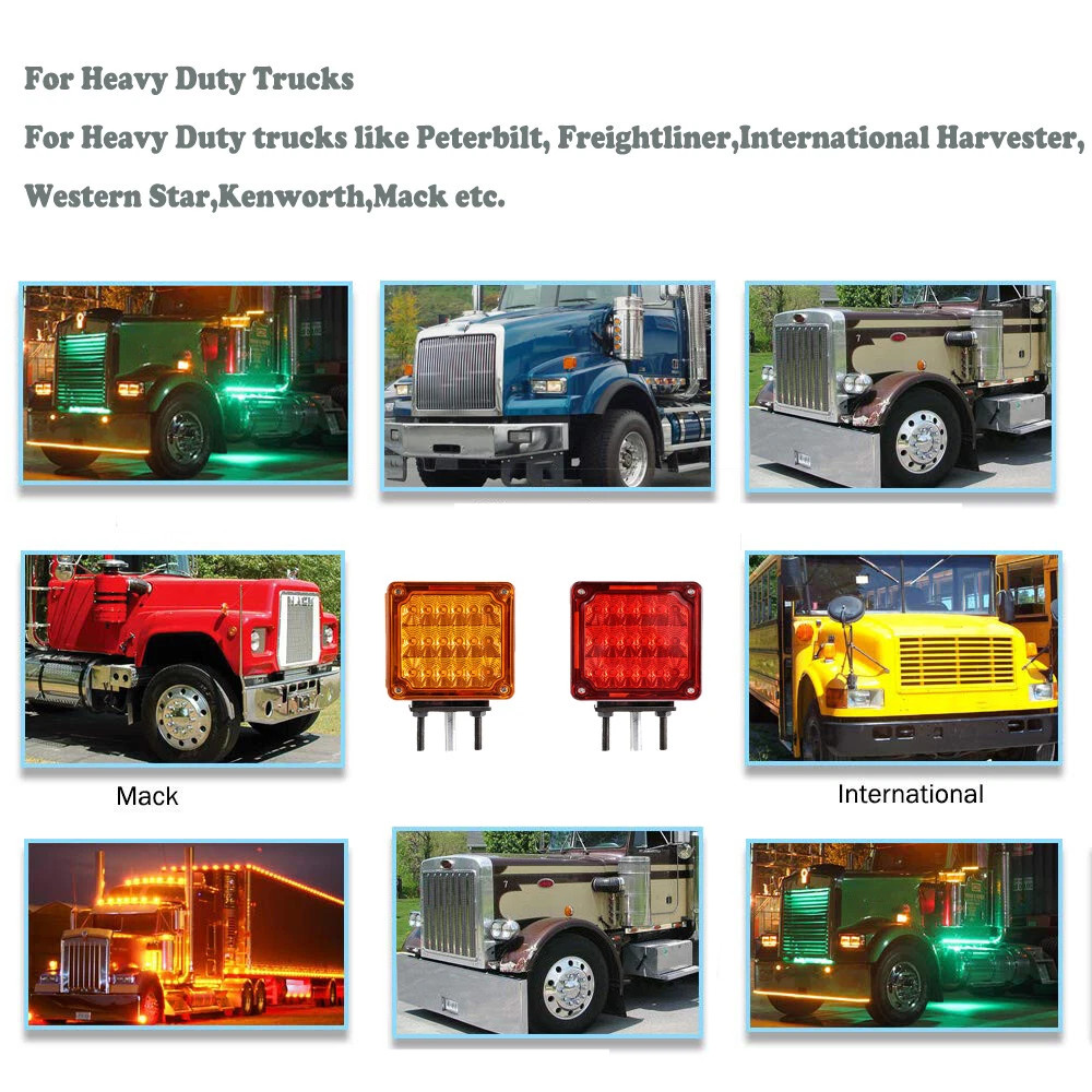2X 3inch LED Square Dual Face Mount Pedestal Fender Turn Signal Light 12/24V