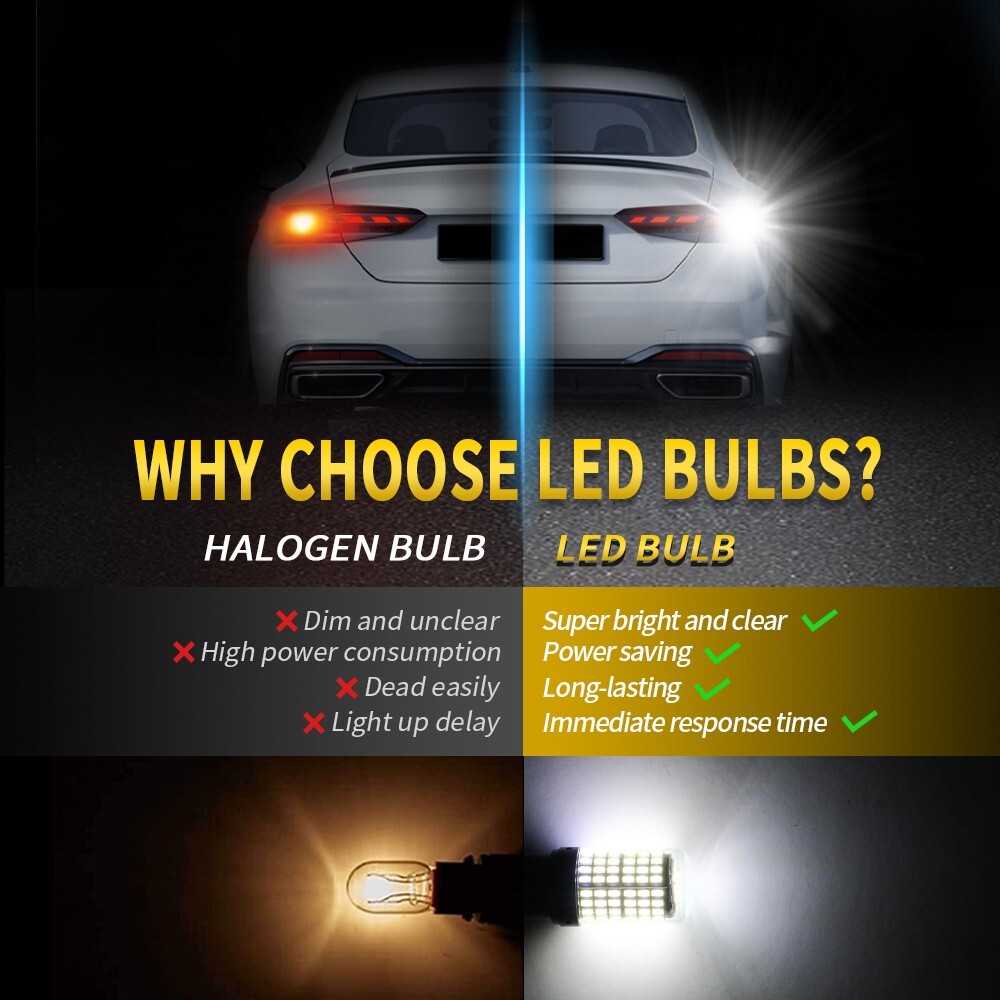 1156 1157 3157 7440 7443 LED Brake Light White Red Yellow Car Stop Tail Lamp