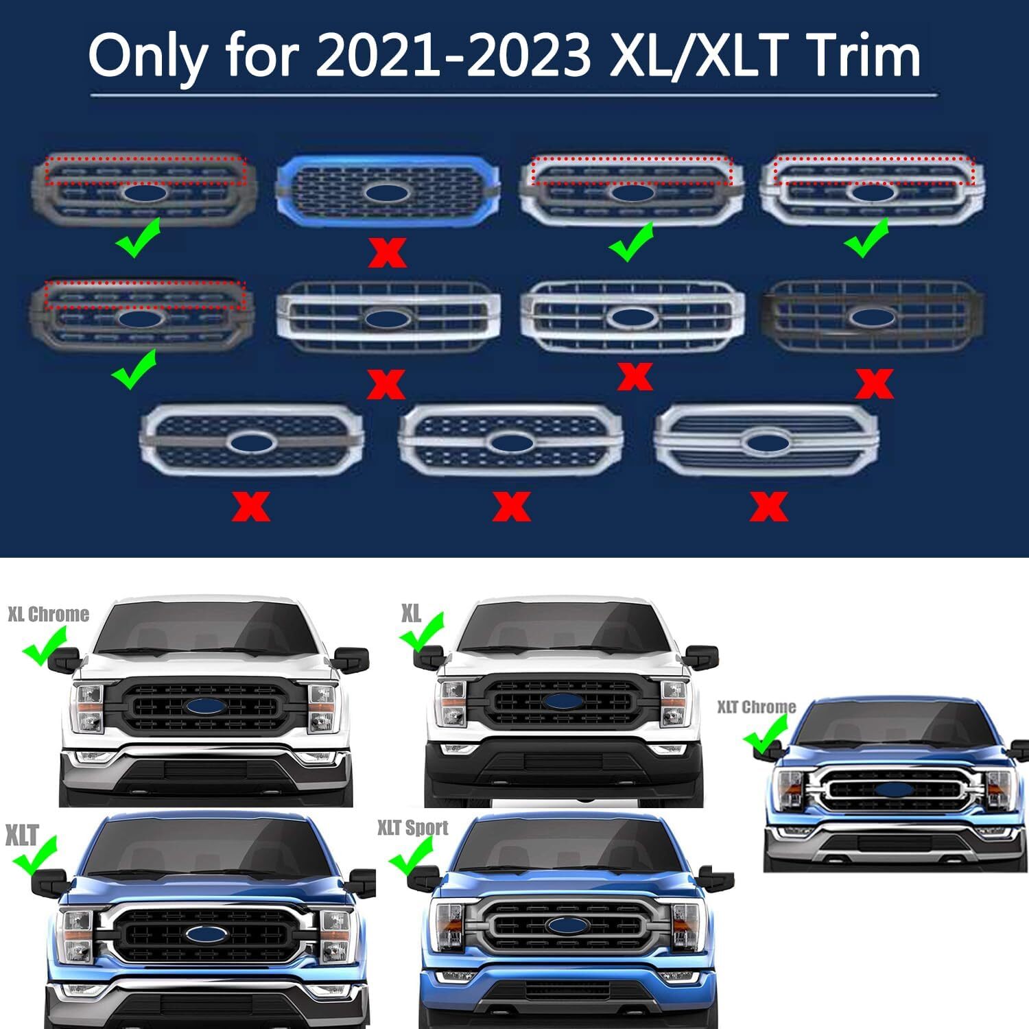 Front Grille Lights for Ford F150 2021 2022 2023 XL XLT Led Grill Amber Lights