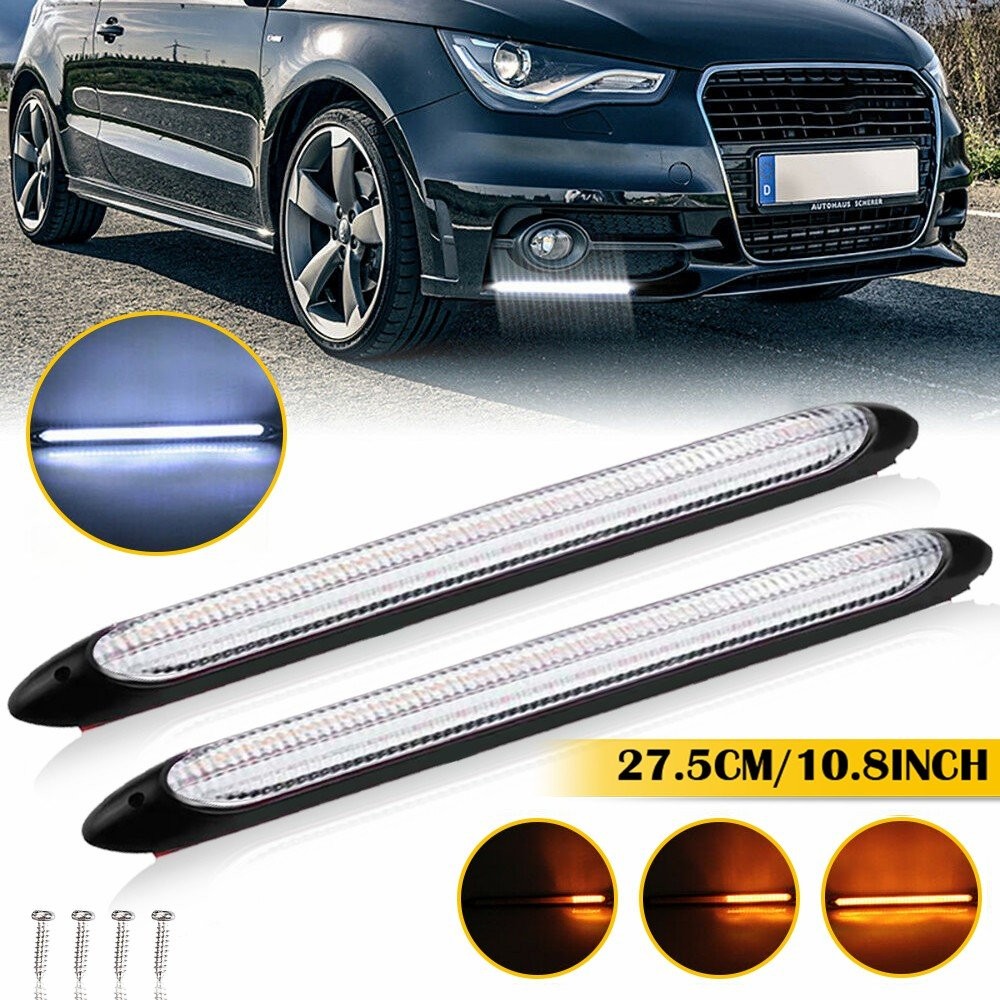 11 Sequential DRL LED Headlight Strip Light Daytime Running Signal Lamp 2pcs