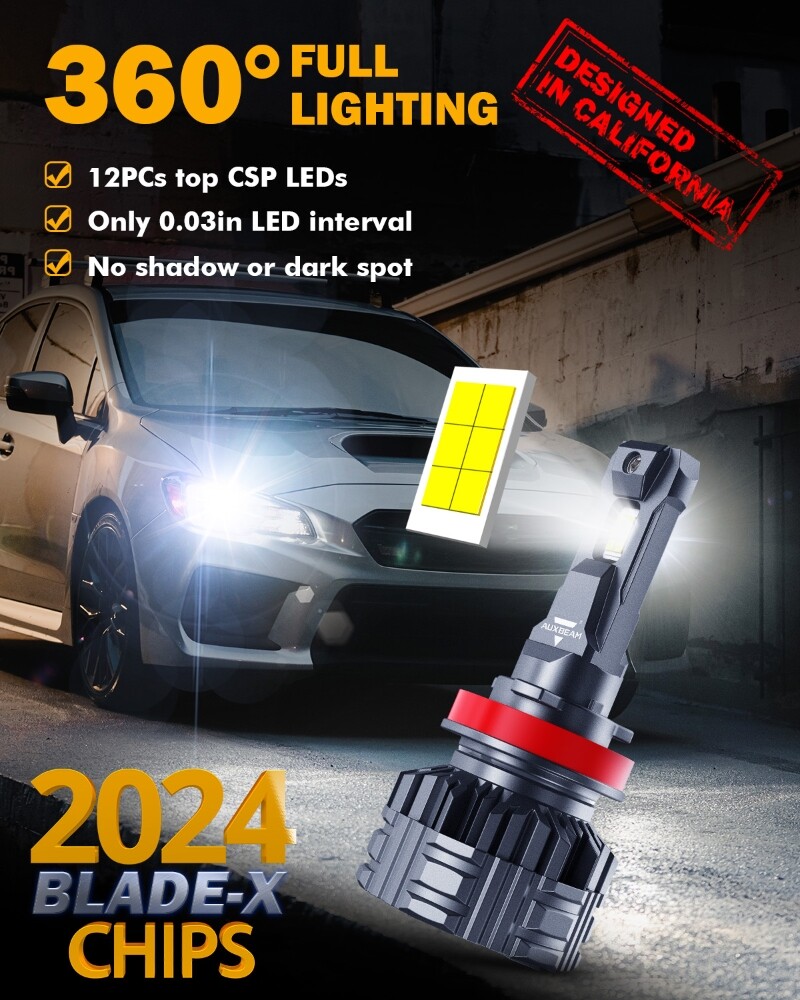 AUXBEAM H11 110W LED Headlight Bulbs Conversion Kit Low Beam 6500K Bright White