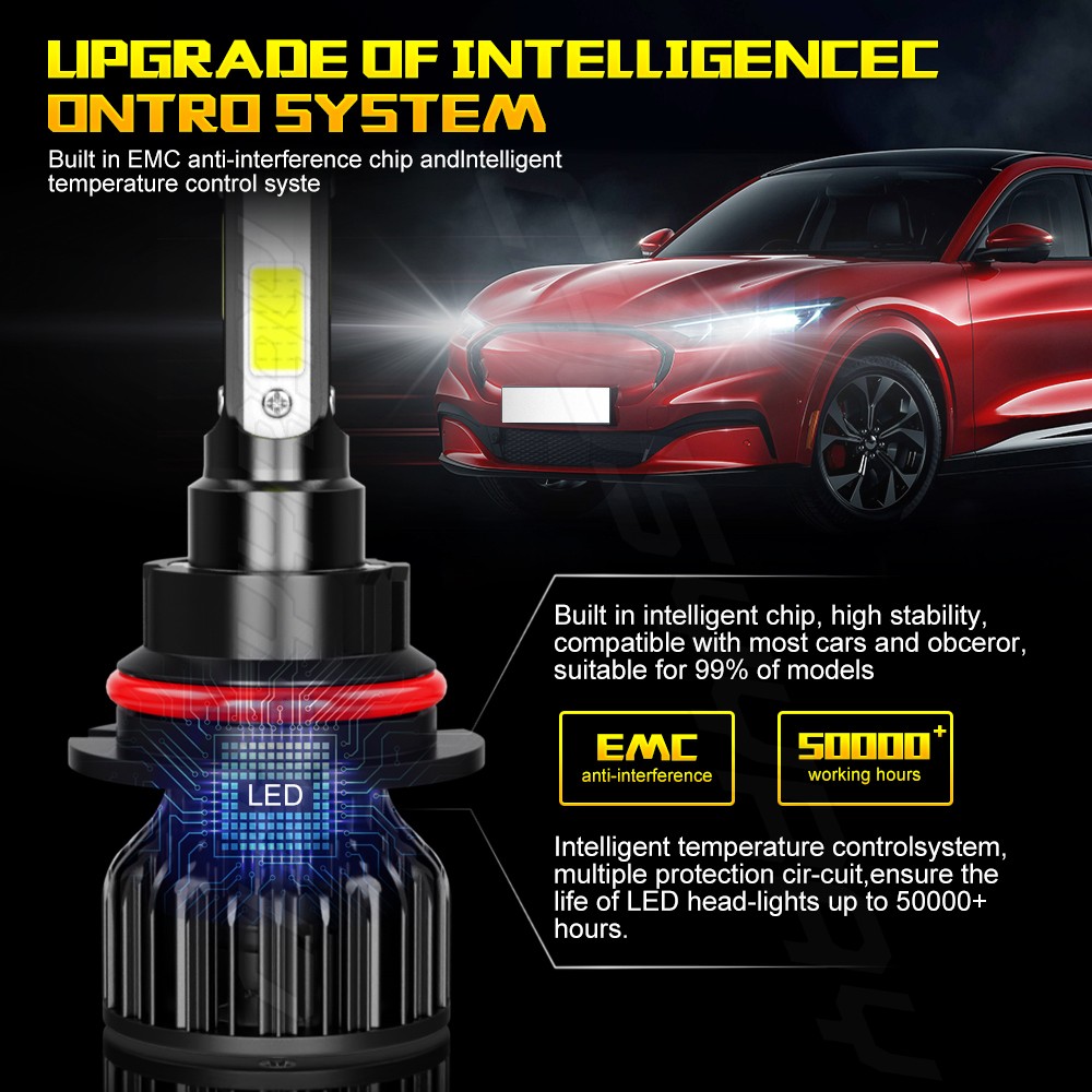 9007/HB5 LED Headlights 1000LM LED Light Bulbs Kit High Low Beam Bright WHite