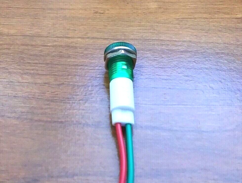 BBT 12 volt Waterproof Low-Profile Bright Green LED Indicator Light