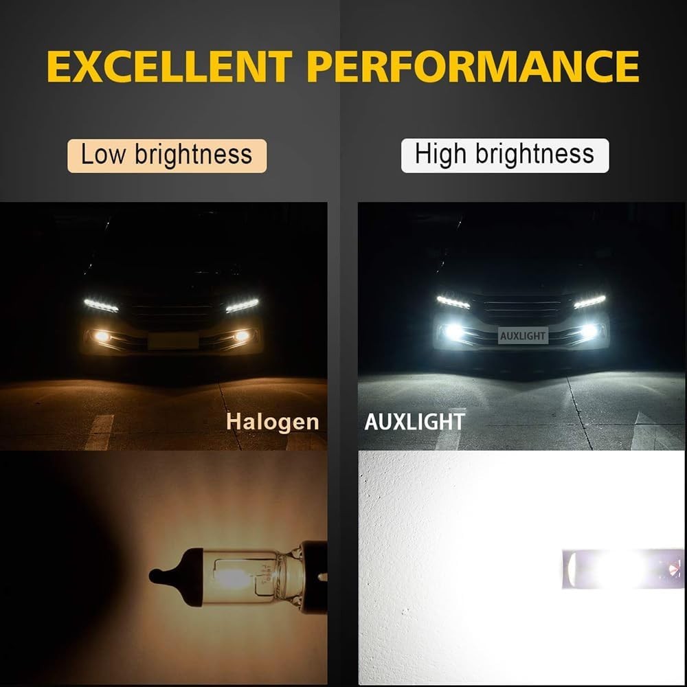 2504 12276 LED Fog Light Bulbs 6000K Xenon White, Super Bright 2800 Lumens 33…