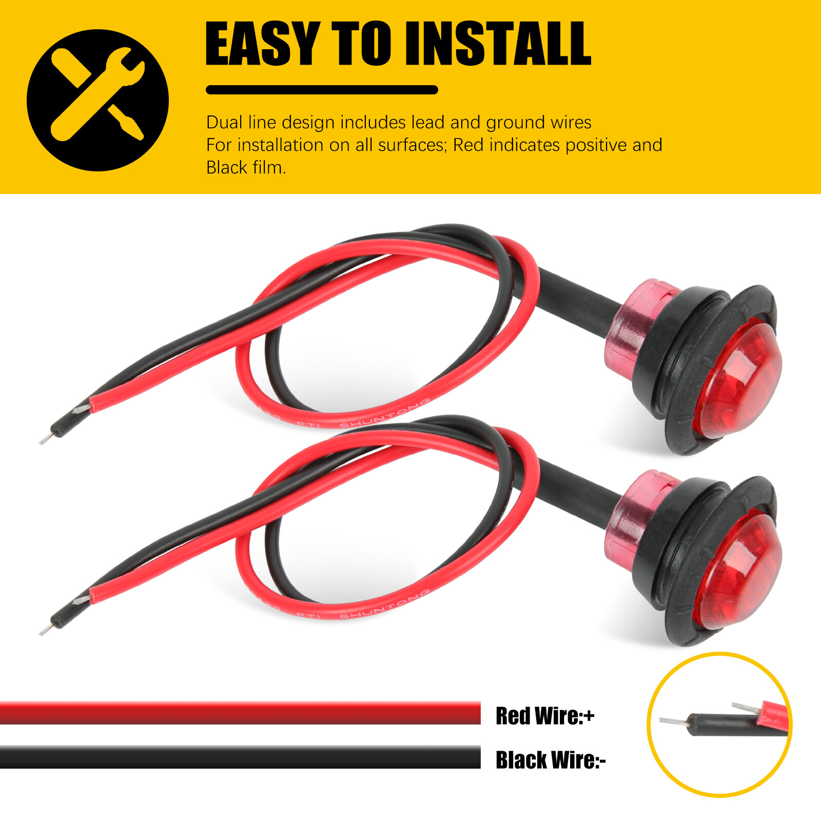 20pcs Mini Round Marker Lights 3/4″LED Truck Trailer Bullet Side Clearance Light