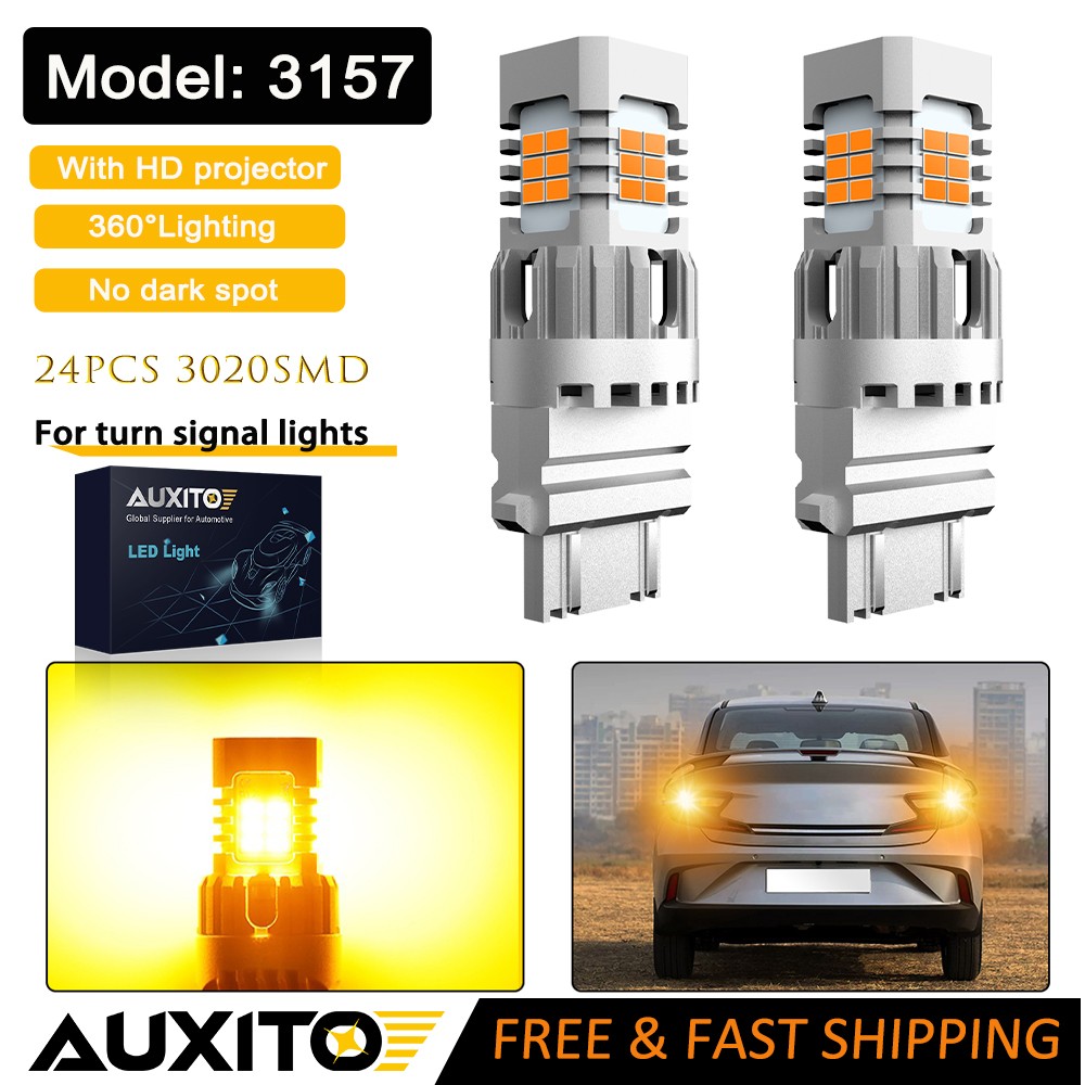 Pair 3157 LED Turn Signal Light Bulbs Amber Yellow Tail Lamps Error Free AUXITO