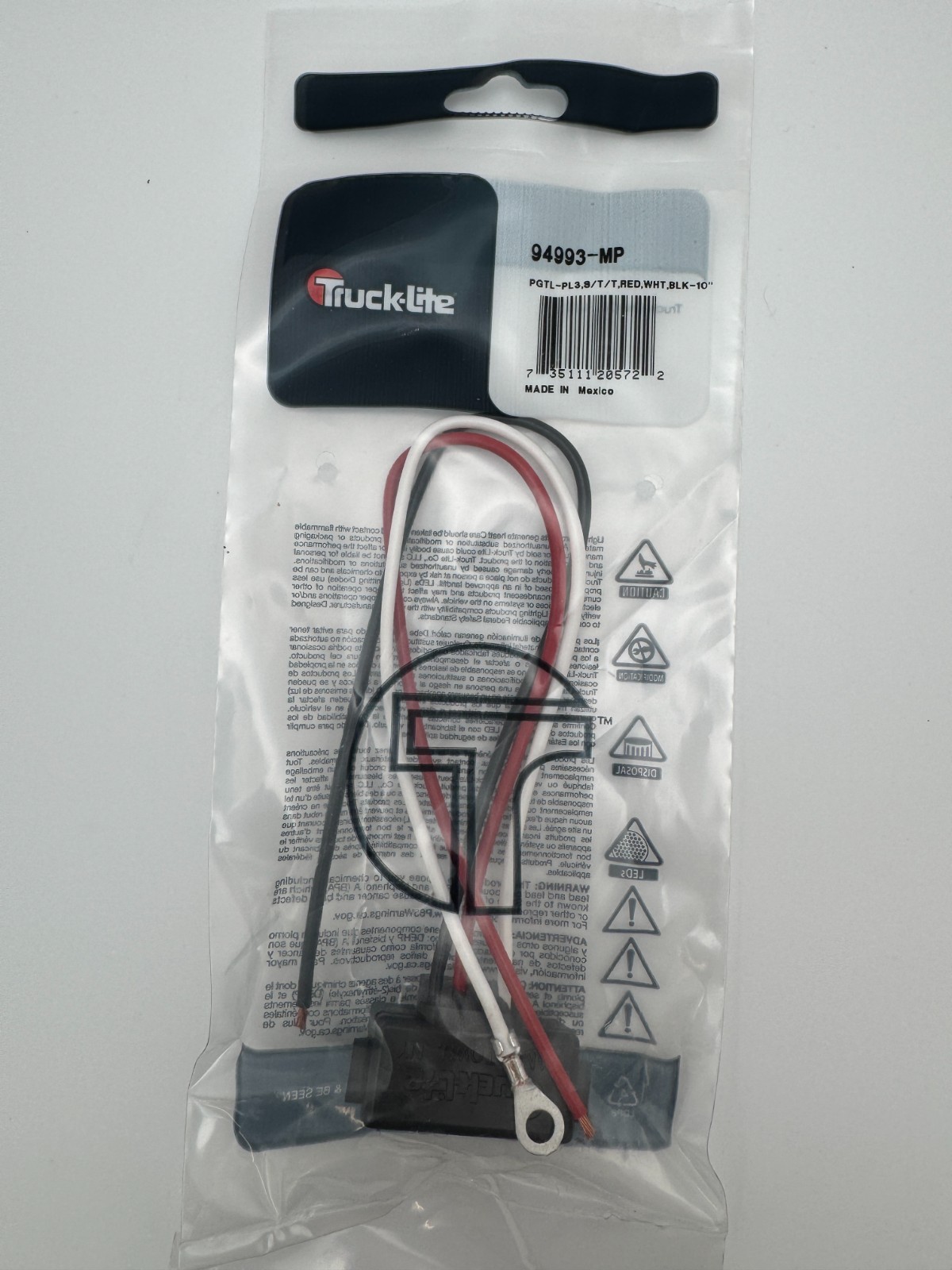 Truck-Lite 94993 Stop Turn Tail Light Plug Pigtail PL-3 16 Gauge (4 Pack)