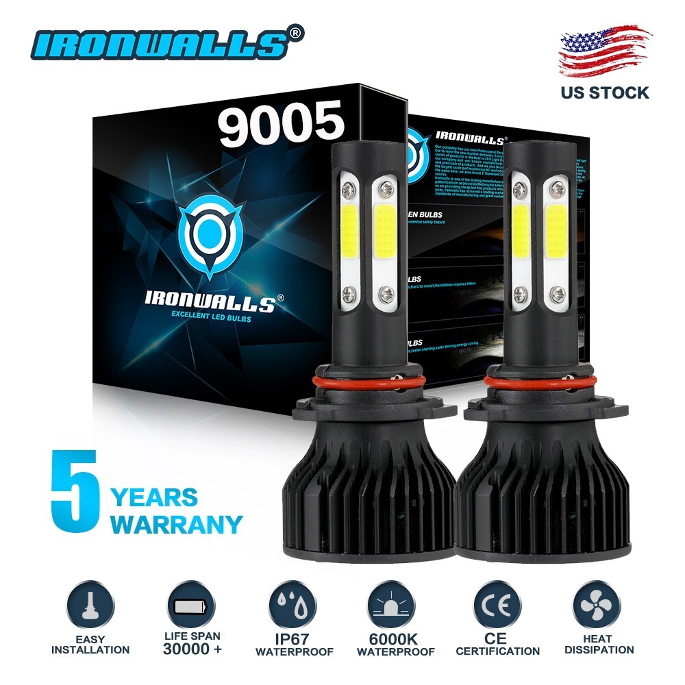 4 Sides 9005 H11 LED Headlight Bulbs Conversion Kit High Low Beam Bright White
