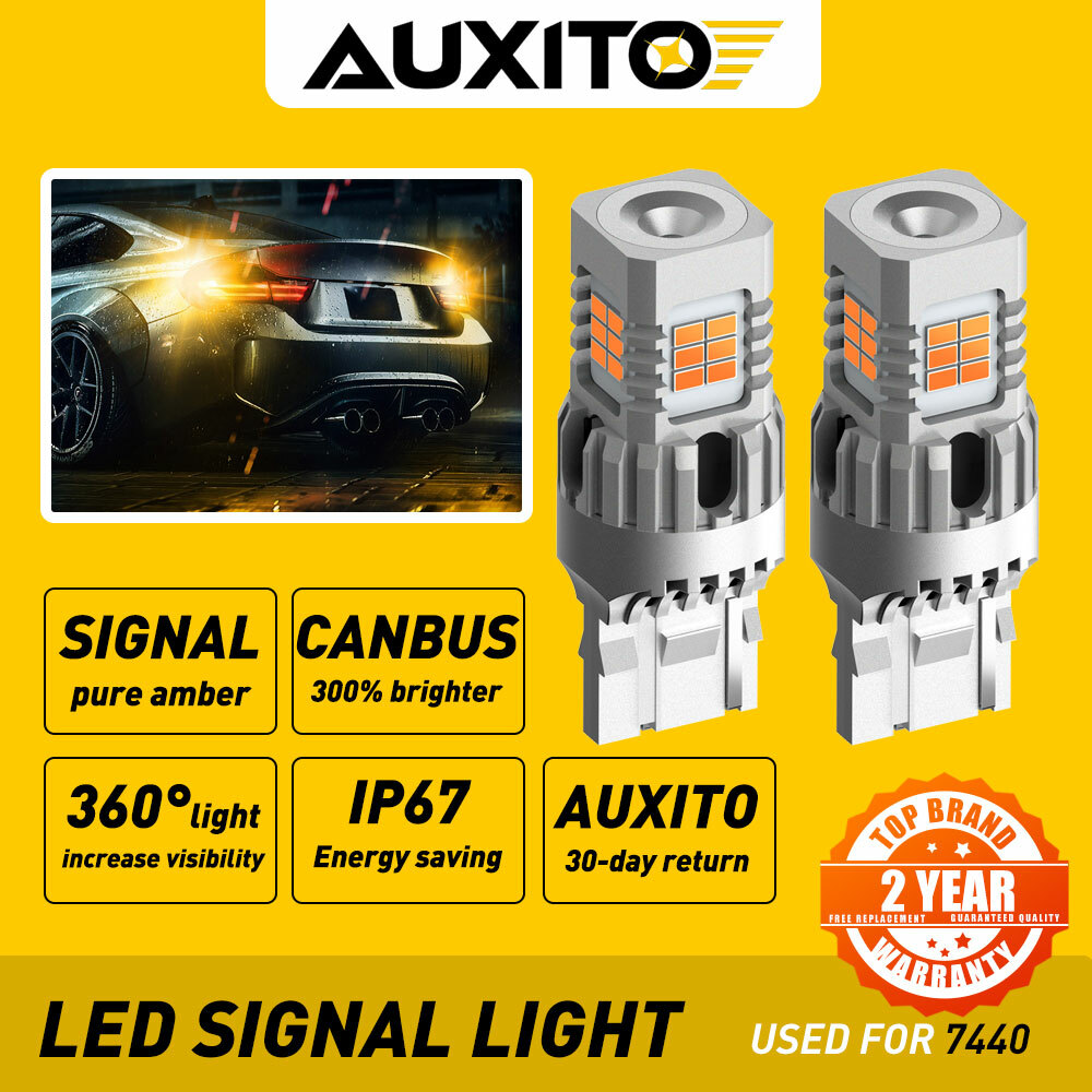 AUXITO 7443 7440 W21W LED Turn Signal Light Bulb Amber Yellow 23SMD Super Bright