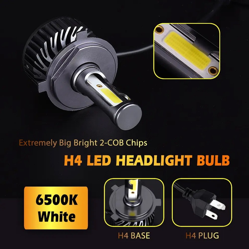 4PCS Black 5.75″ 5-3/4″ Round GLASS LED Headlight High Low Beam for Ford Galaxie