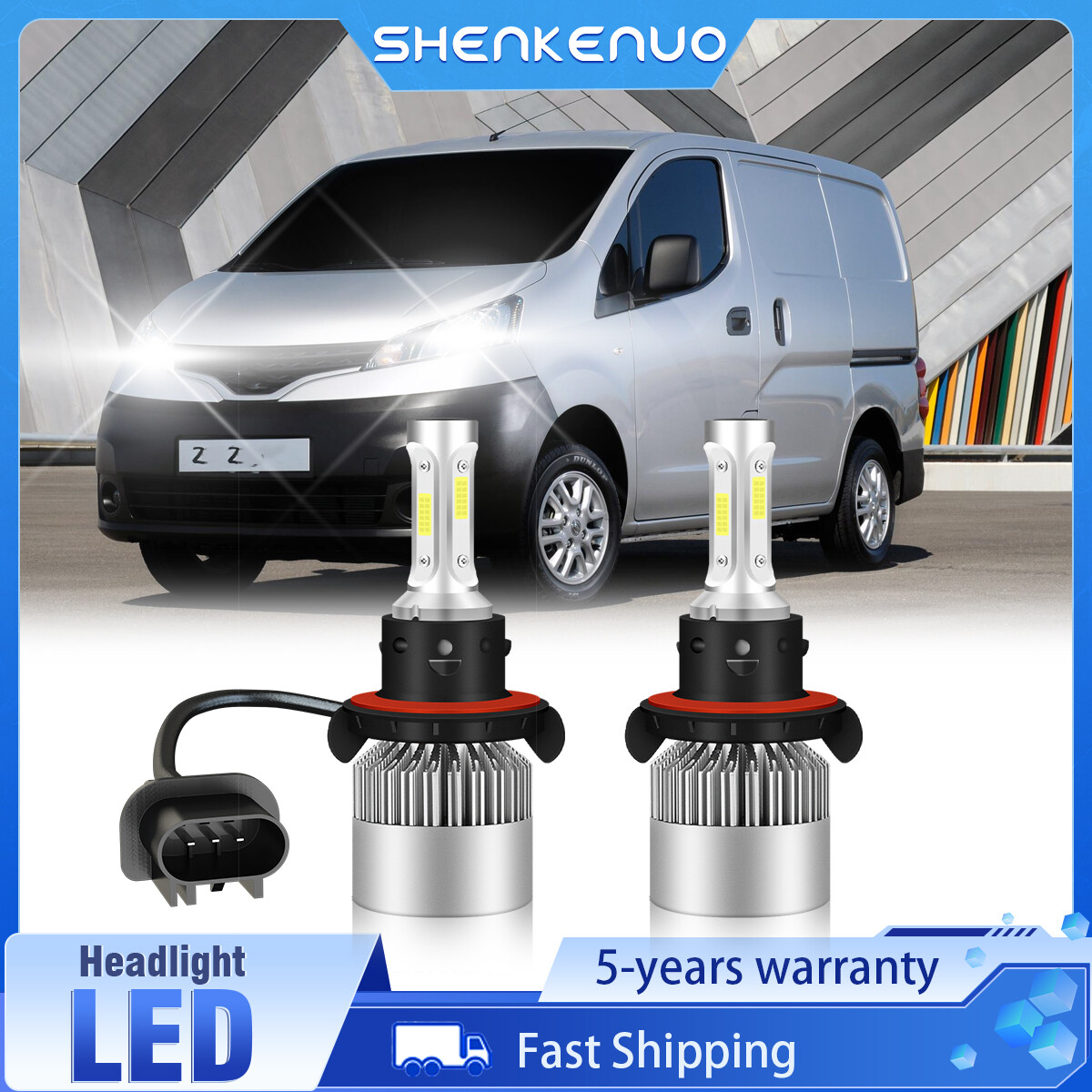 H13 9008 High Low Beam LED Headlight Bulbs Kit Cold White For Nissan NV200 13-21