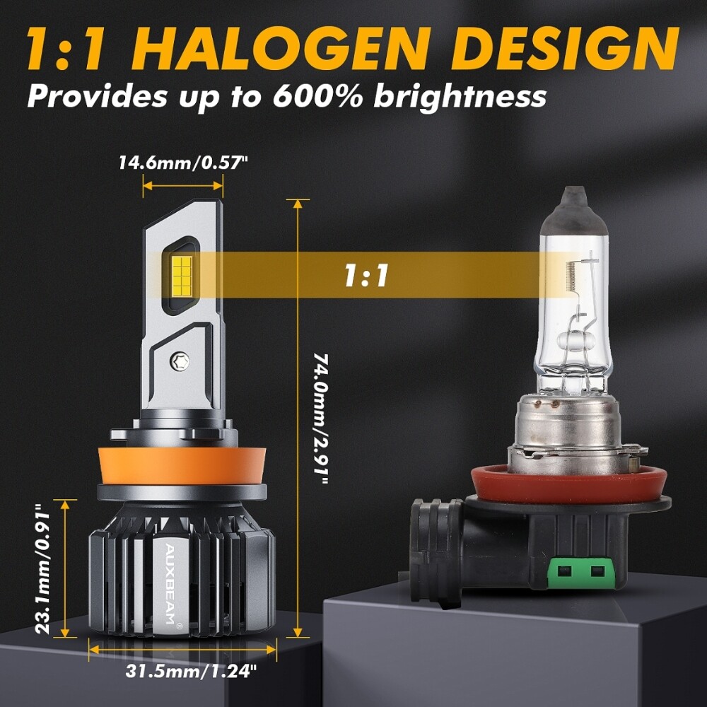 AUXBEAM Canbus LED Headlight Bulbs Hi/Lo H13 9007 9145 9140 H11 9005 9006 H1 H7