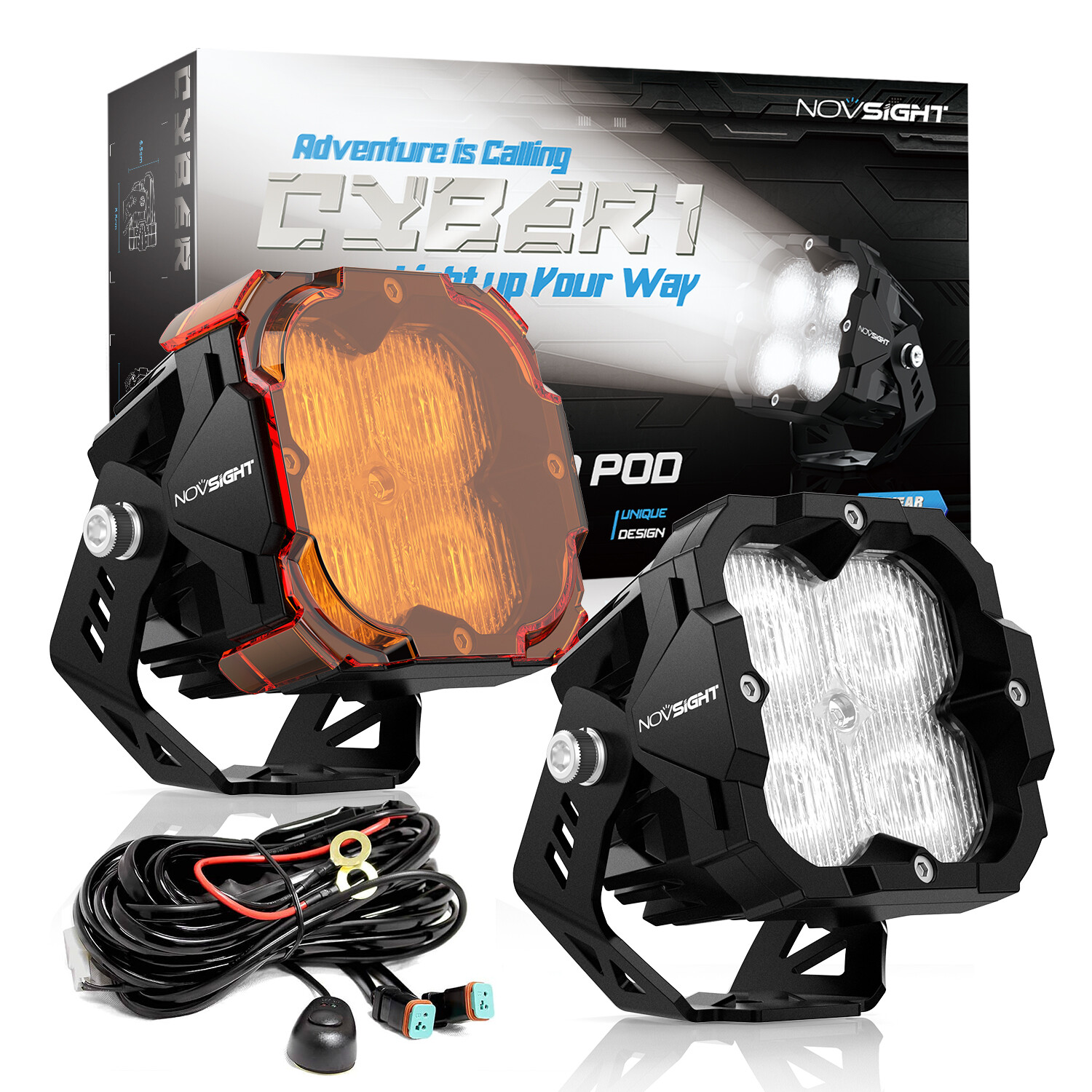 NOVSIGHT 3″ LED Off Road Pods Work Lights Ultra Bright For Jeep Truck ATV SUV