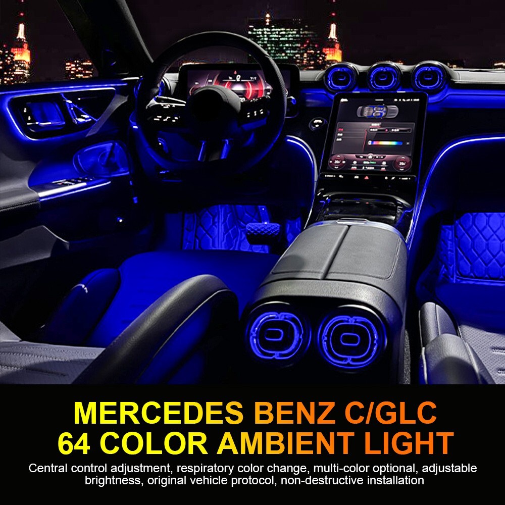 64 Colors LED Vent Ambient Light For Mercedes Benz C class W206 GLC 2022-2025
