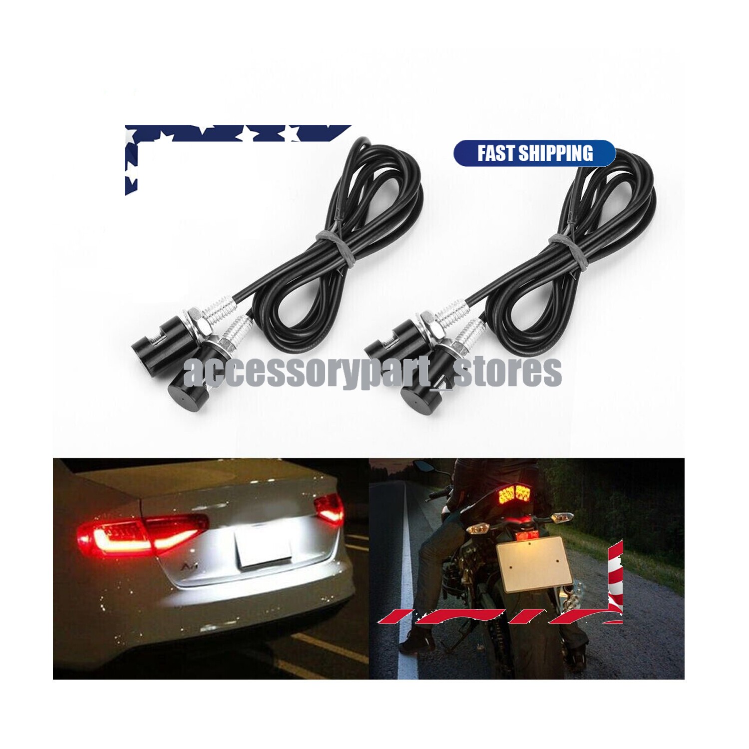 4× Motorcycle Car LED License Plate Light 5630/5730 SMD Screw Bolt Lamp Bulbs