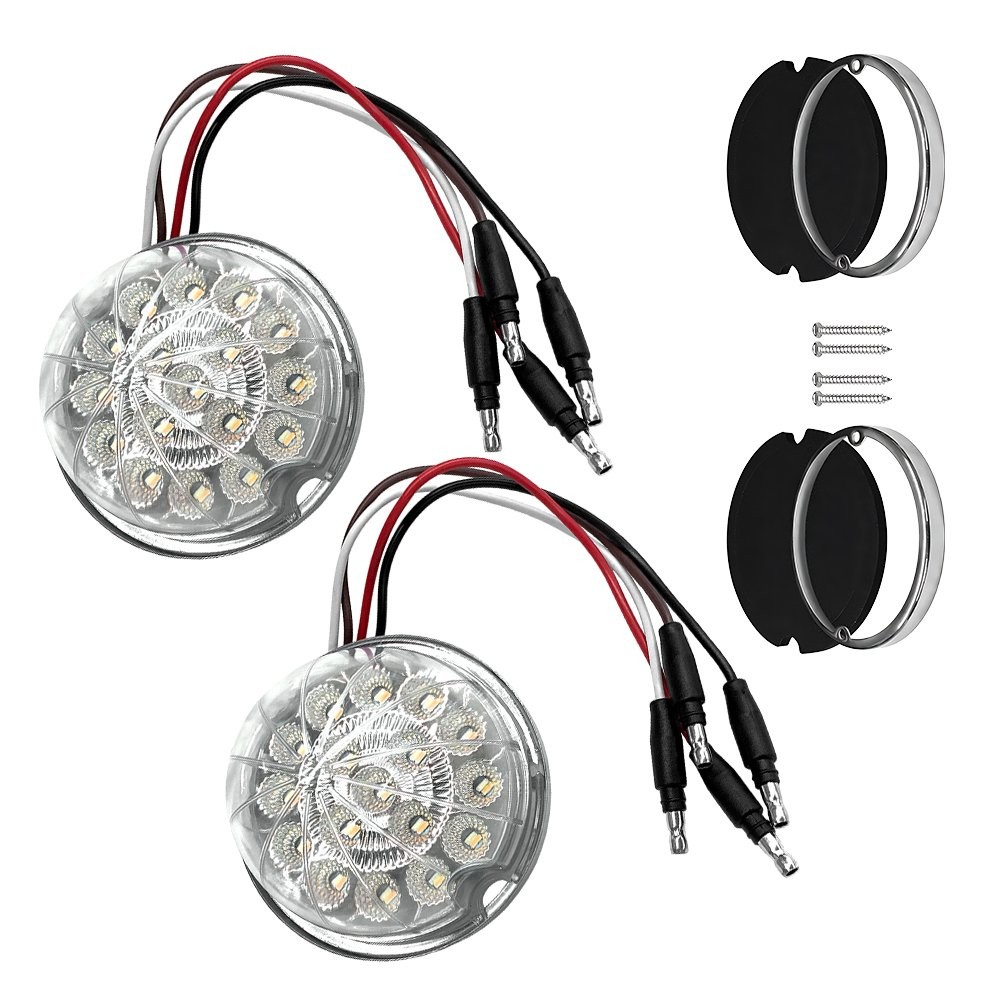 2-20x Amber&White LED Watermelon Truck Trailer Side Marker Light Dual Revolution