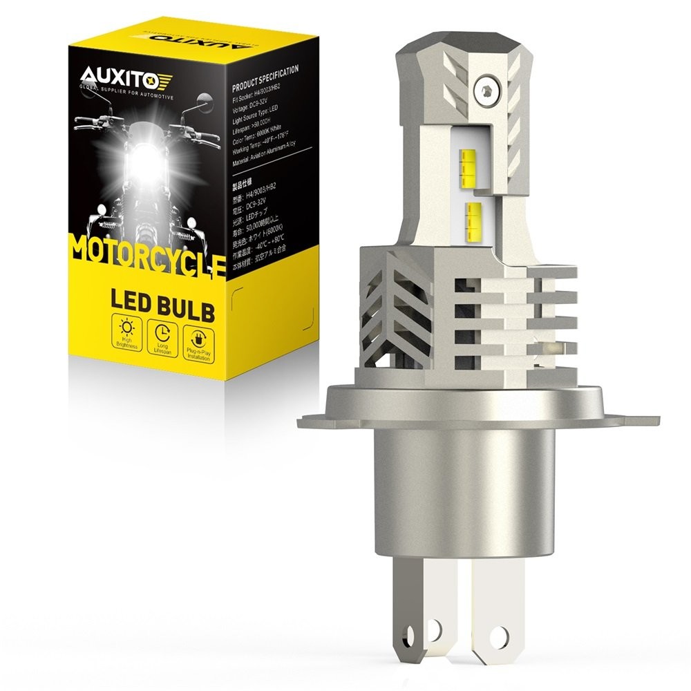 2x Motorcycle H4 LED Headlight Hi/Lo Beam Front Light Bulb Super Bright 6500K