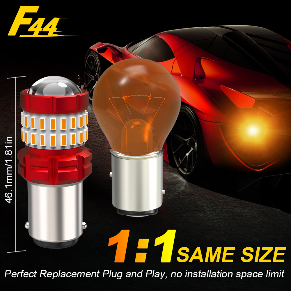 2PCS 1157 Amber Yellow LED Turn Signal Parking Light Bulbs CANBUS Play Plug