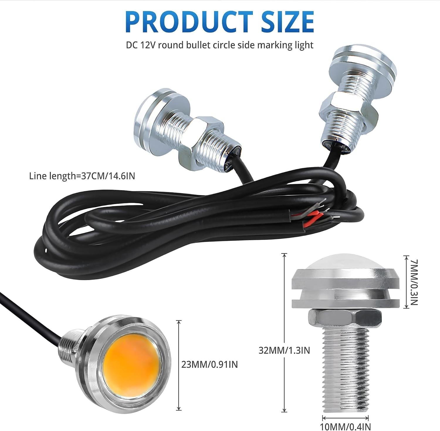 4Pcs 23mm COB DC 12V Eagle Eye LED Car Fog DRL Daytime Running Light Car ATV …
