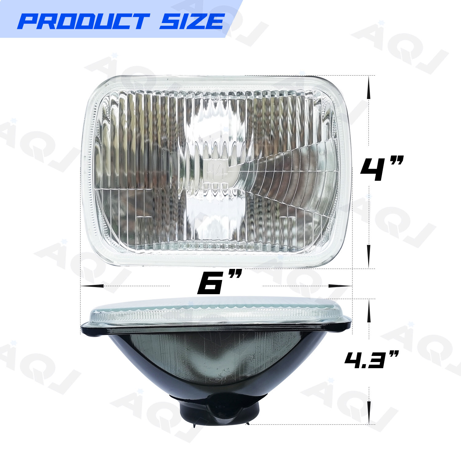 4X6 Stock Glass Lens / Metal Headlight 6000k white LED Light Bulb Headlamp Set