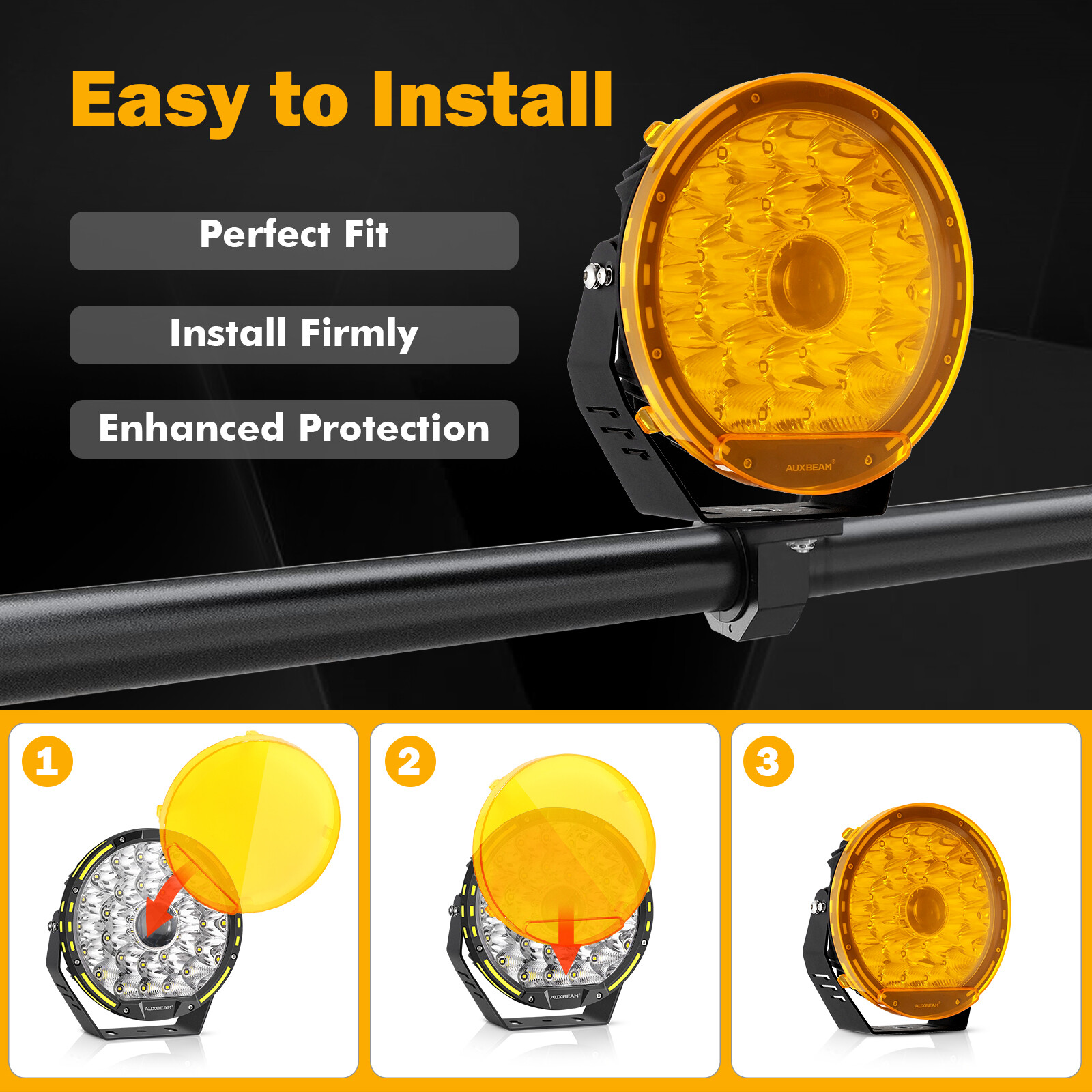 AUXBEAM 9″ 360 PRO LED Work Fog Lights Pods Auxiliary Driving Lamp & Cover Kits