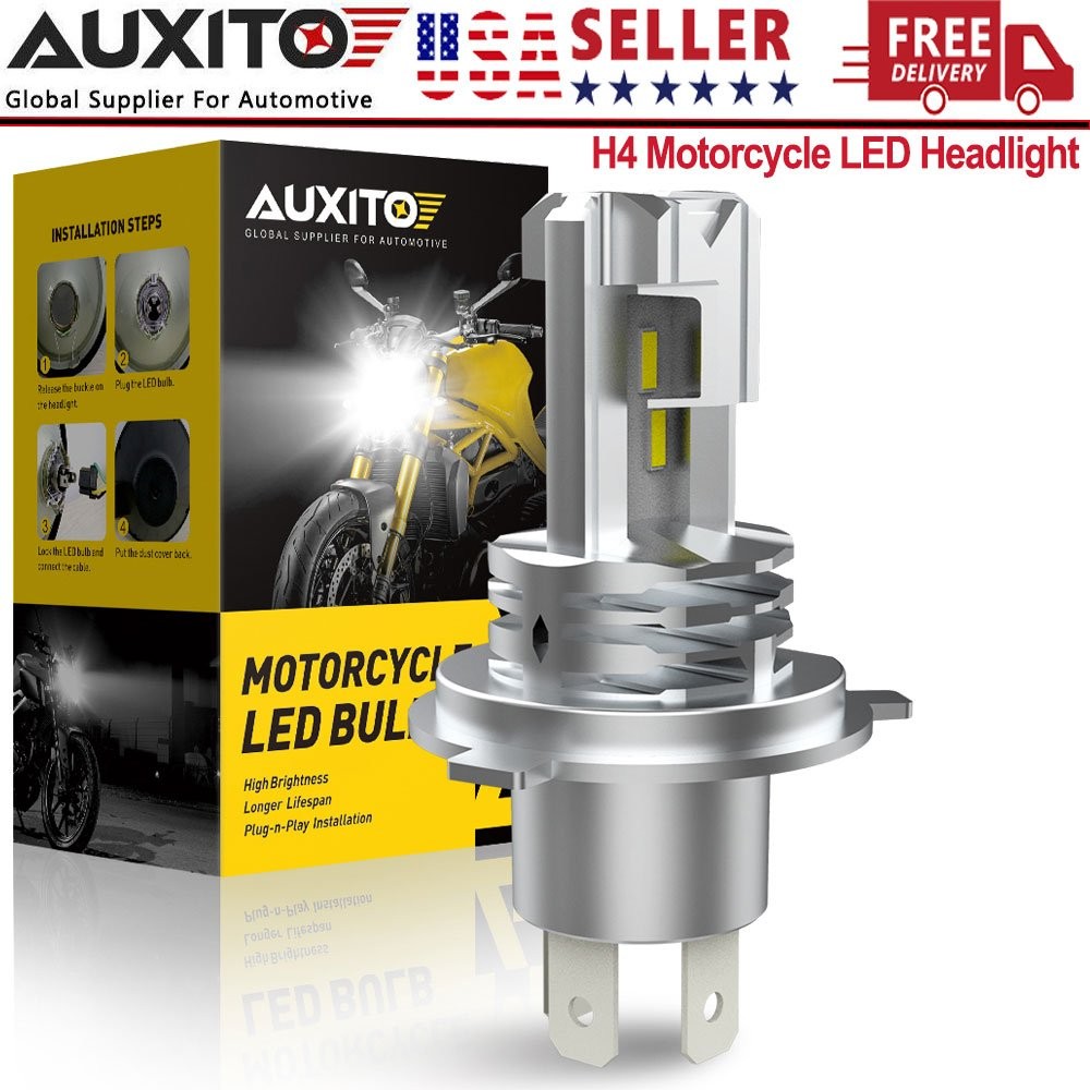 AUXITO H4 9003 HB2 H1S 6000LM Motorcycle LED Headlight Kit High Low Beam Bulb