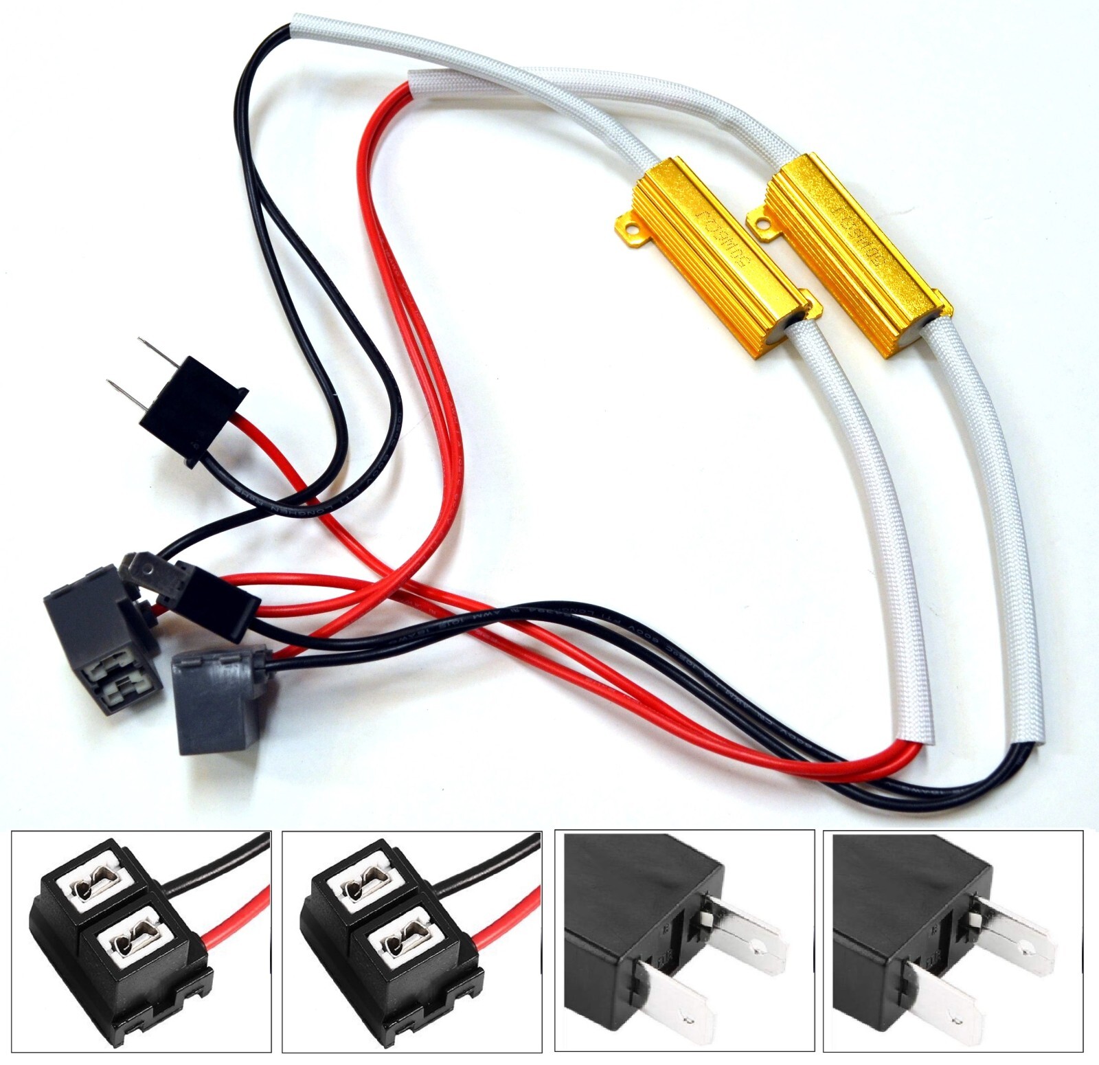 Wire LED Resistor Canceler Error Decoder H7 Head Light Low Beam Plug Play Lamp