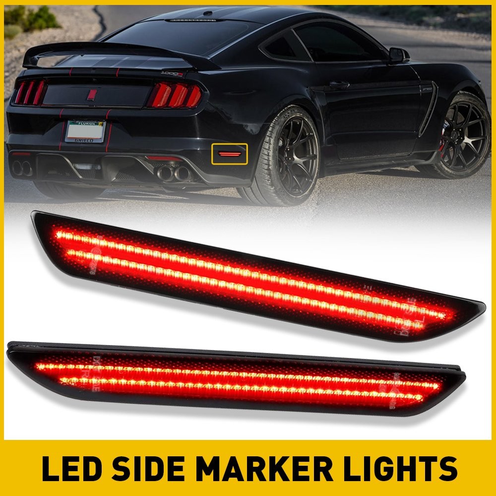 2-20 Smoke Lens LED Side Marker Signal Red Light For 2015-2022 Ford Mustang Rear